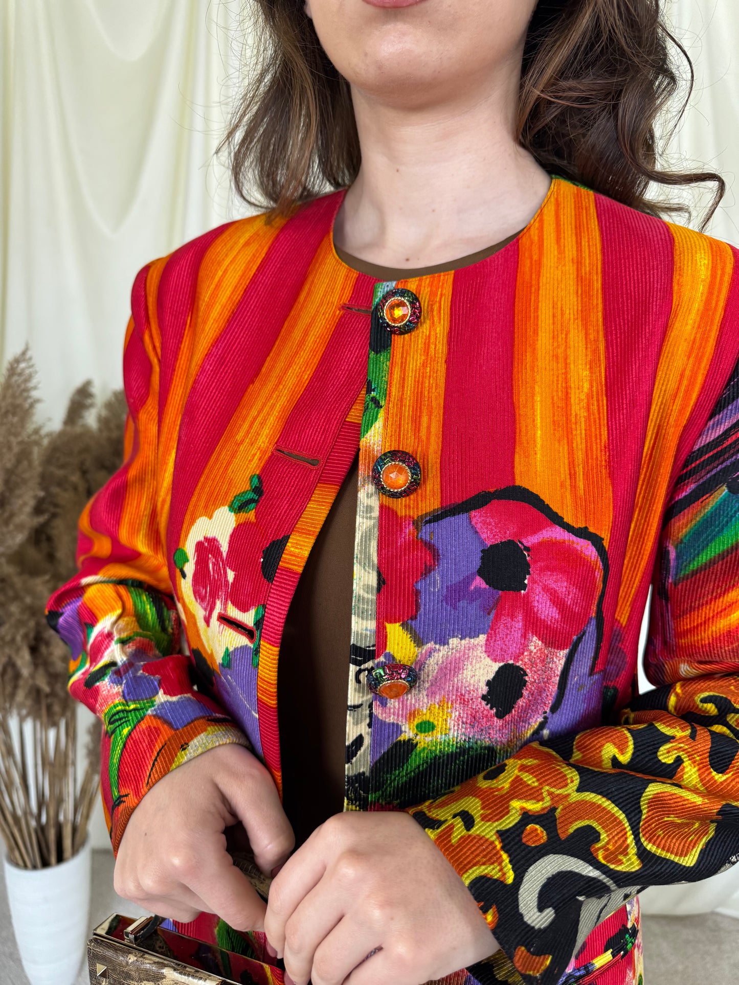 Sacou- pardesiu spectaculos din lână și mătase naturală, piesa de colecție( mărimea M)