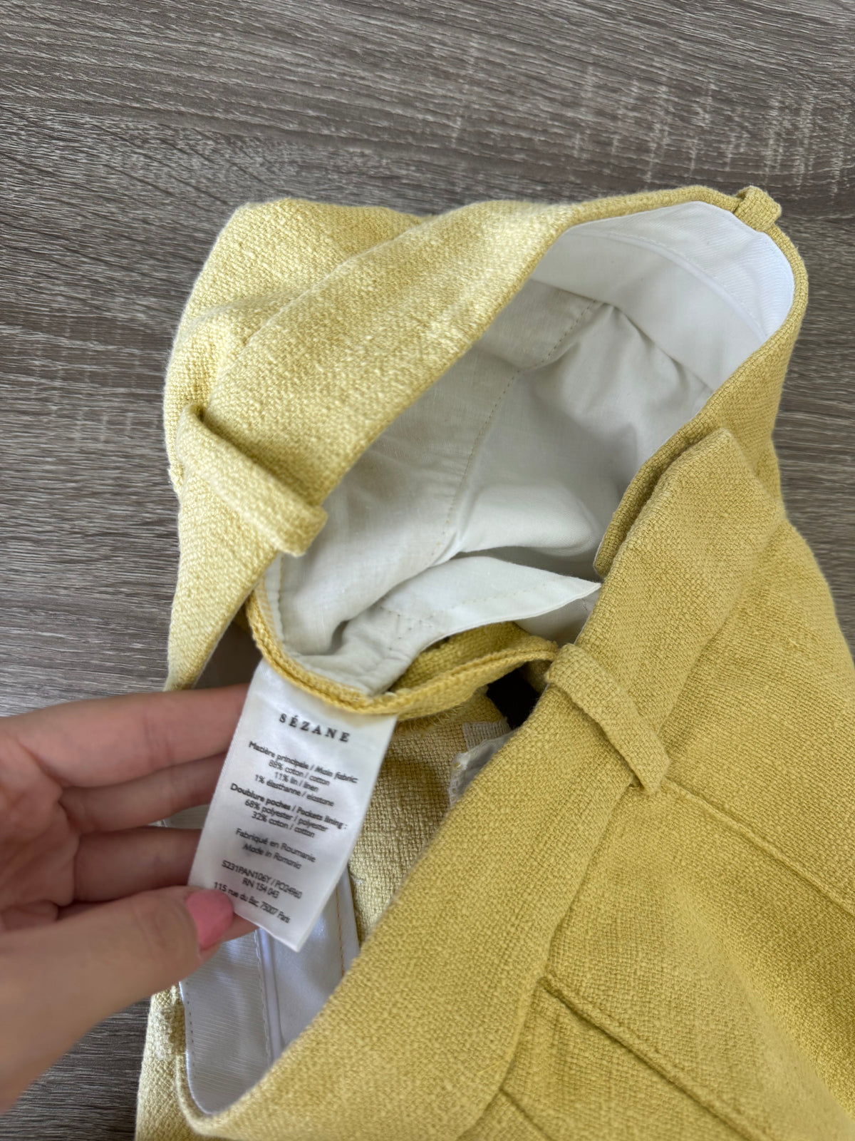 Pantalon Sezane cu talie înaltă din bumbac și in ( mărimea S)