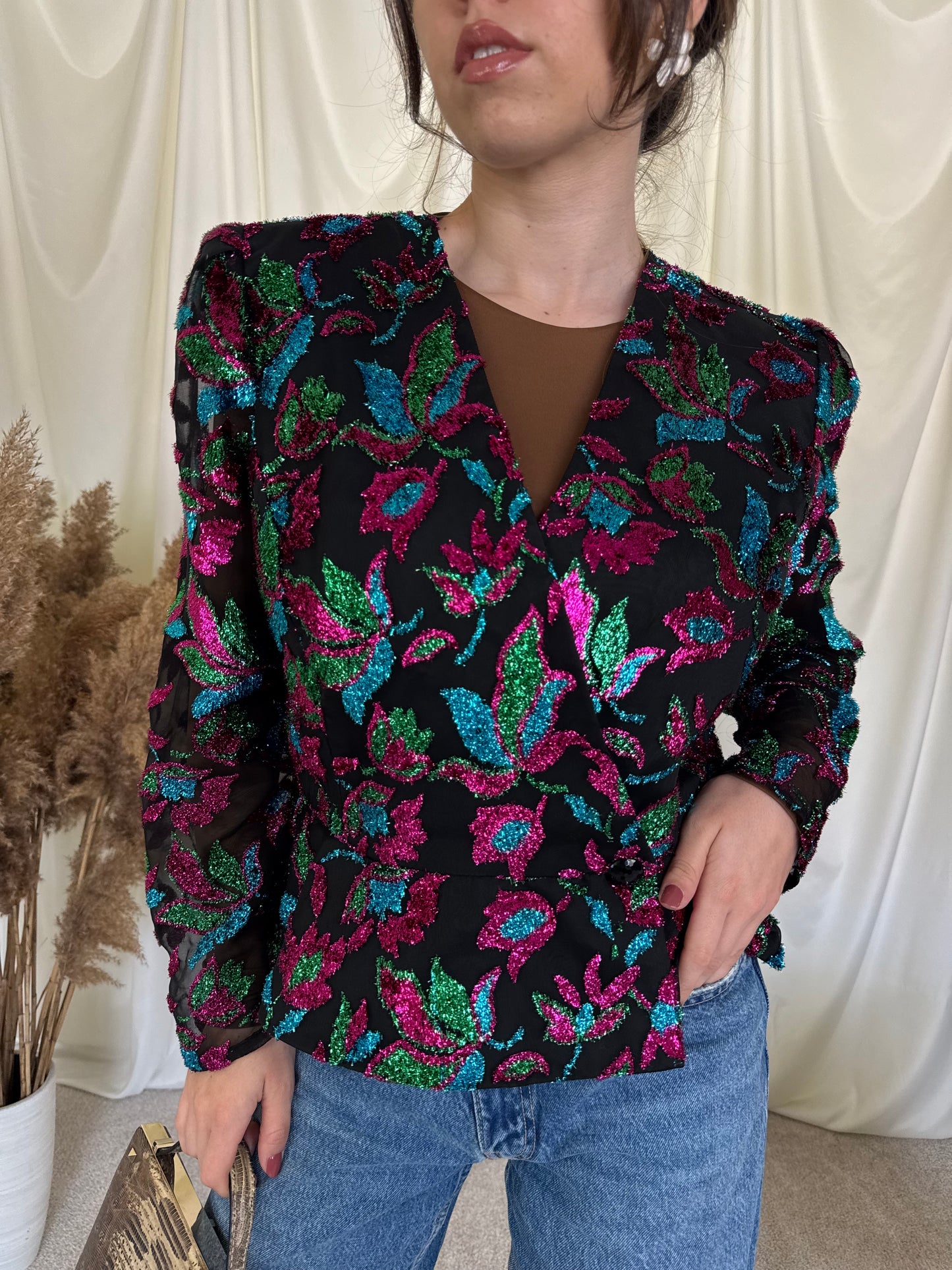 Piesa vintage superbă de ocazie cu print floral 
(Mărimea M/L)