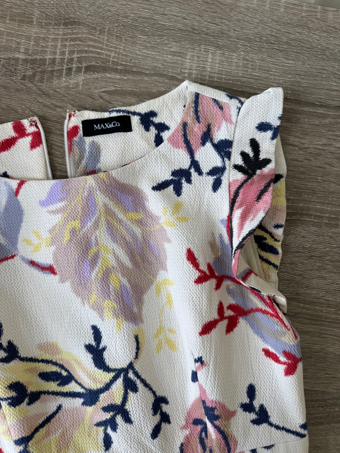 Rochie Max & Co cu print floral și talie marcata ( mărimea S, S-M)