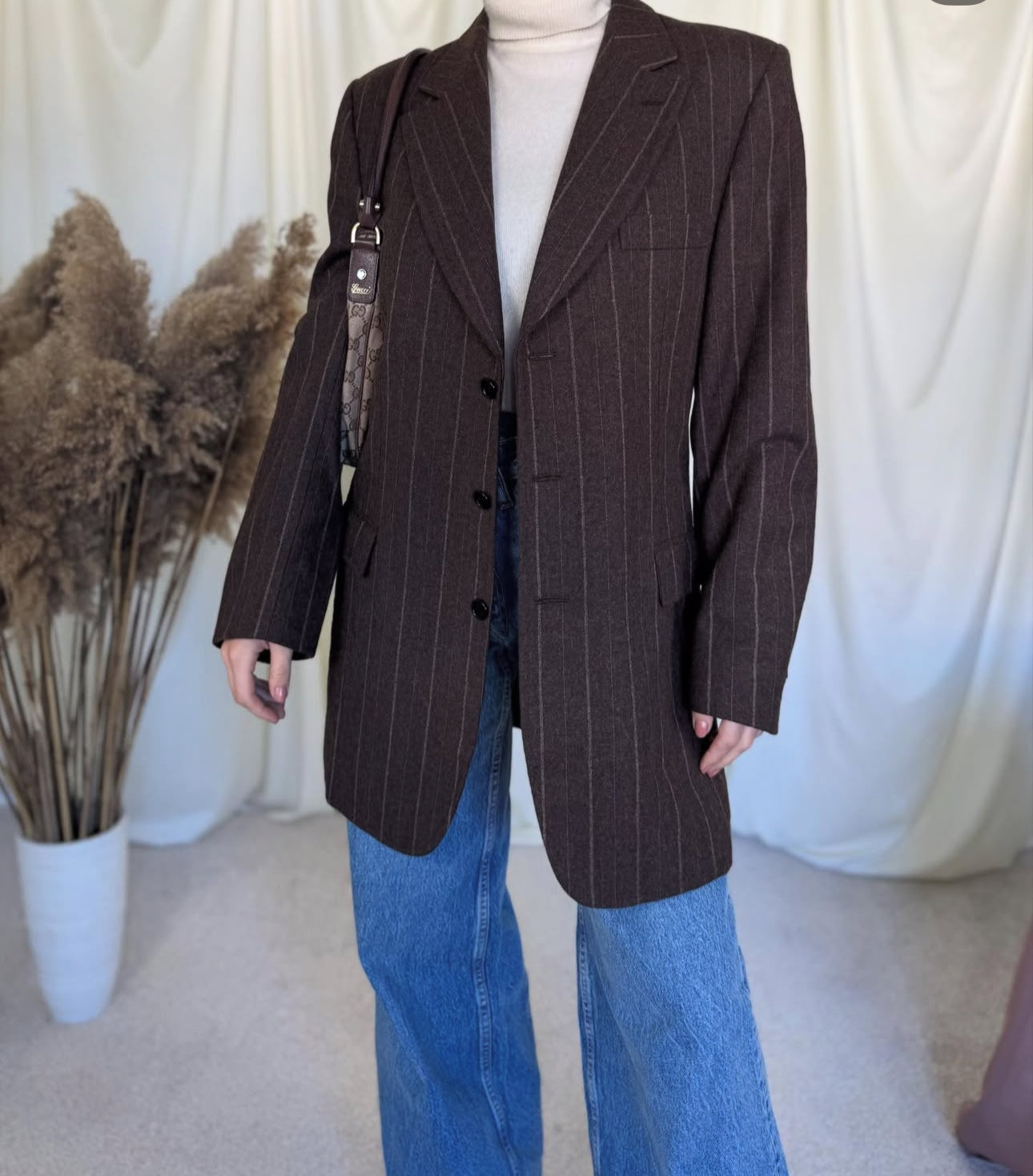 Sacou vintage tip palton din stofă 100% lână( mărimea M)