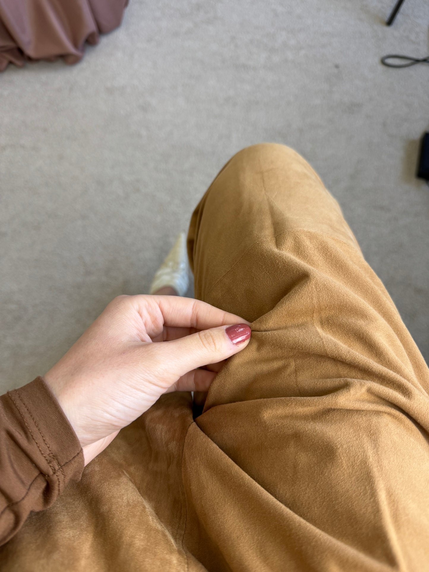 Pantalon vintage din 100% piele naturală e than de fină cu talie înaltă 
(Mărimea M)