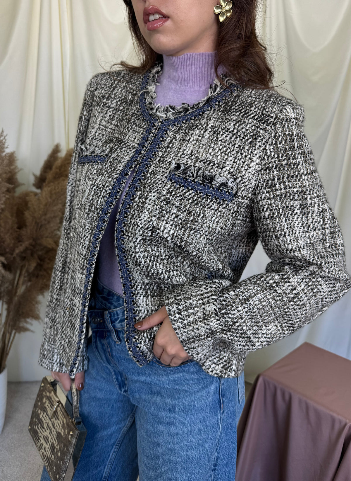 Sacou - jacheta din tweed de bumbac( mărimea M/L )