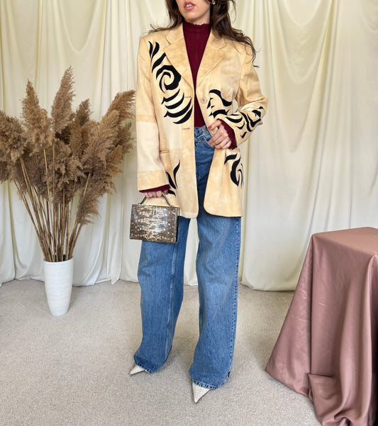 Sacou vintage Laurel din 100% lână cu print ( mărimea L)