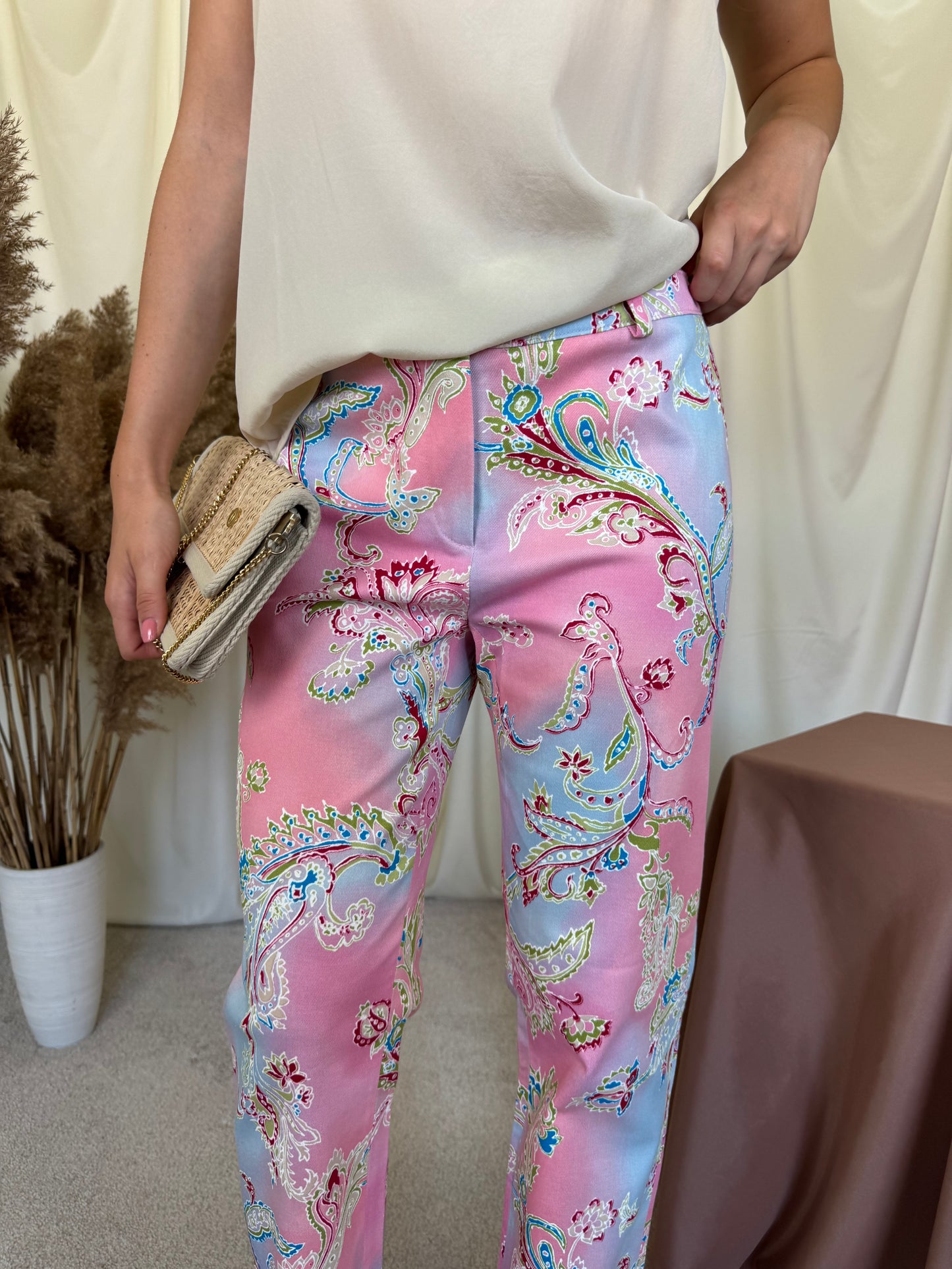 Blug vintage APART din bumbac elastic cu talie medie, print funky ( mărimea S/M)