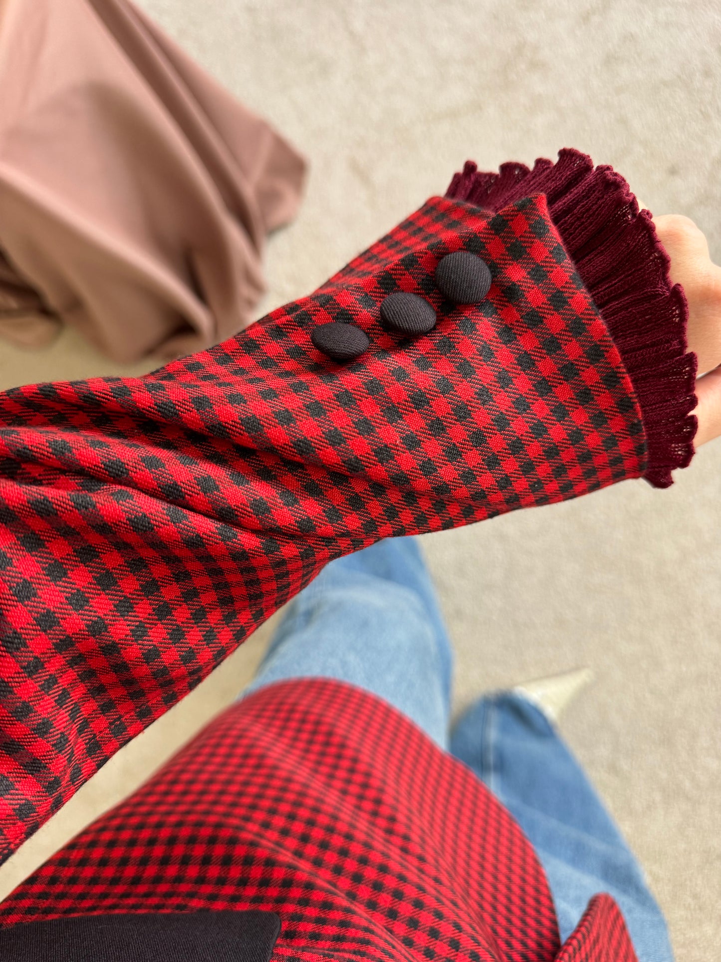 Sacou vintage superb cu print carouri, mărimea M