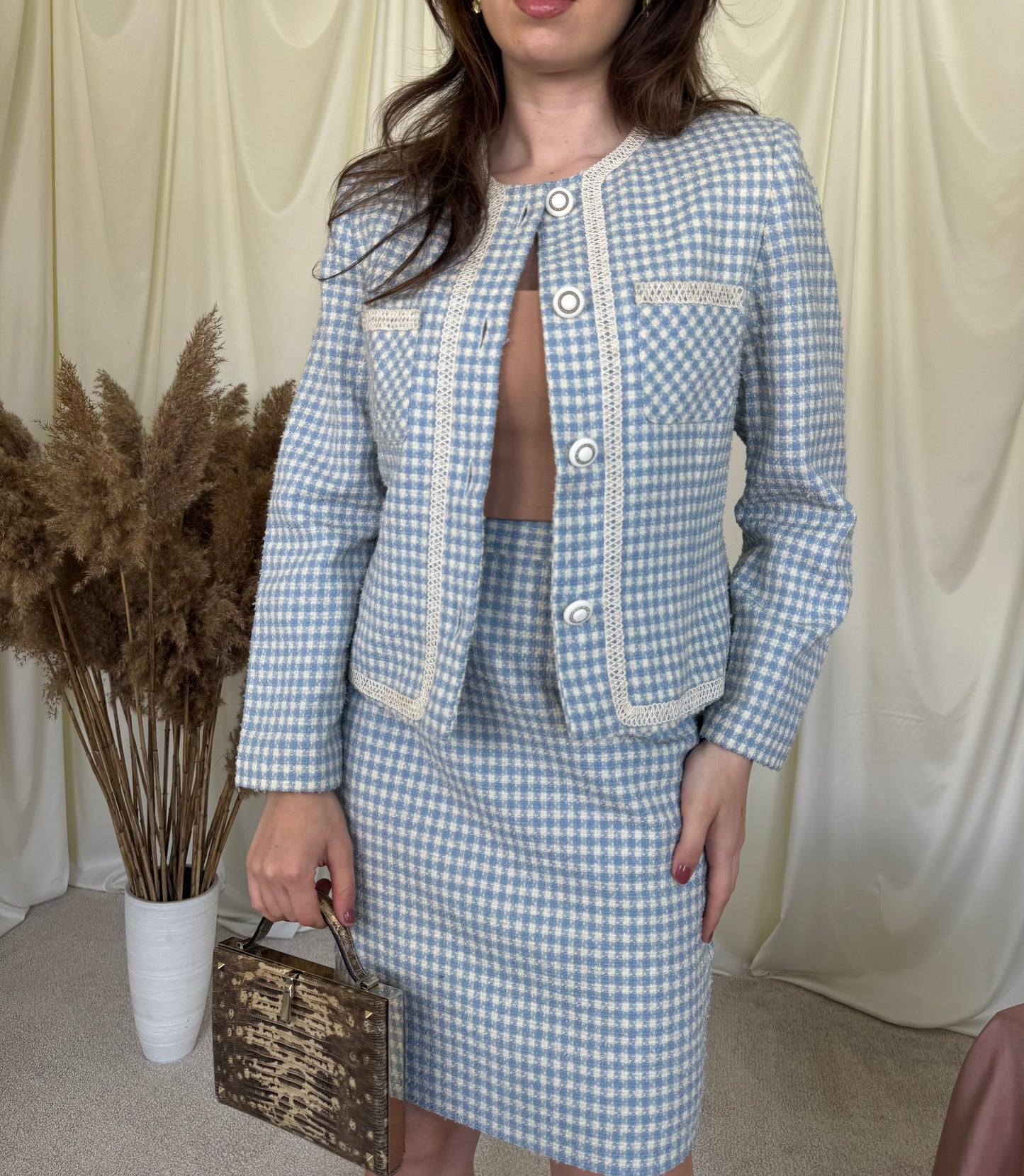 Deux piece vintage din 100% lana, sacou și fusta. Made in Italy  (Mărimea S/M)