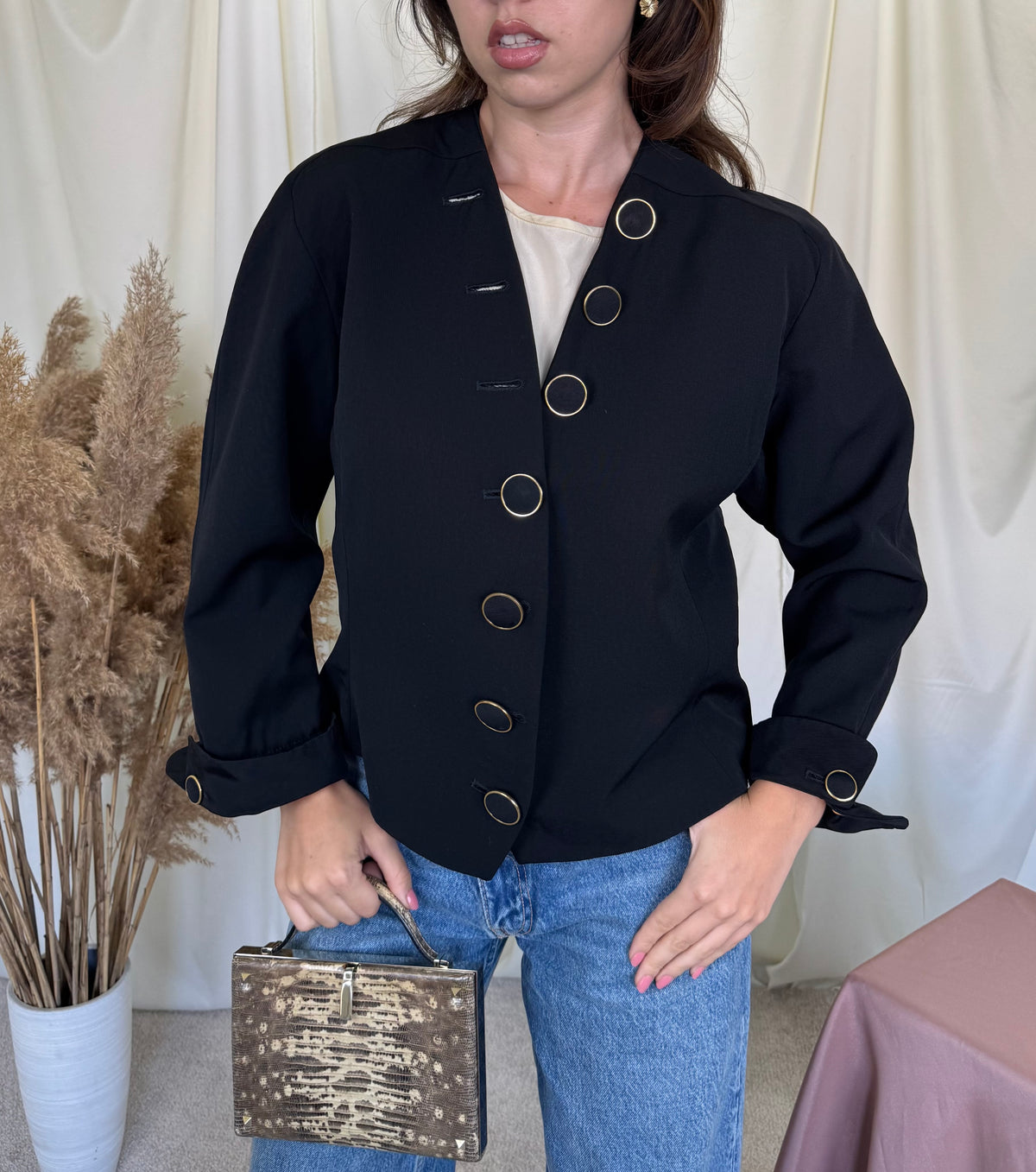 Jacheta vintage luxury YVES SAINT LAURENT cu nasturi superbi și croi aparte, piesa de colecție ( mărimea M)