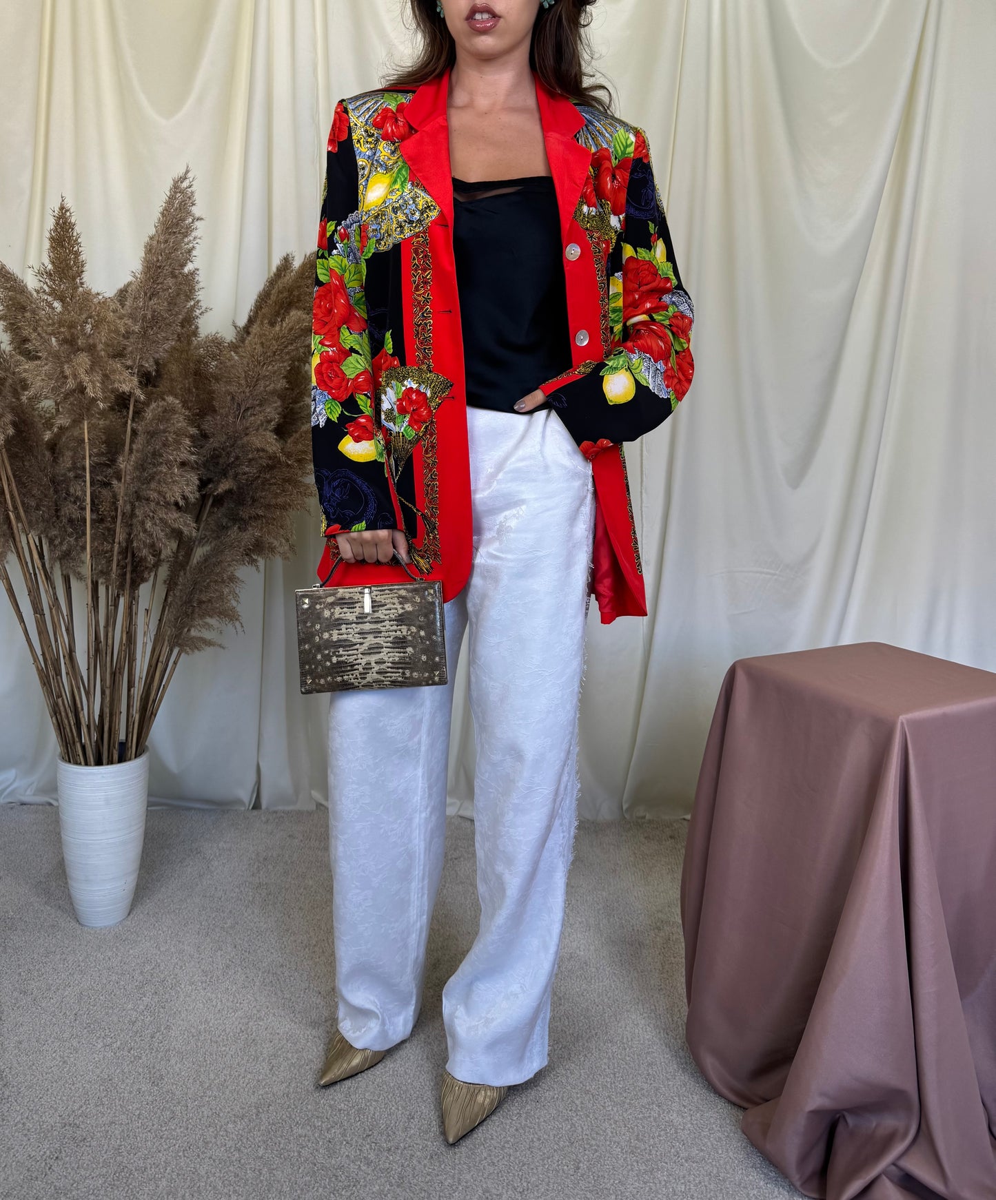 Sacou ELEGANCE PARIS din 100% mătase naturala cu print( Mărimea L)