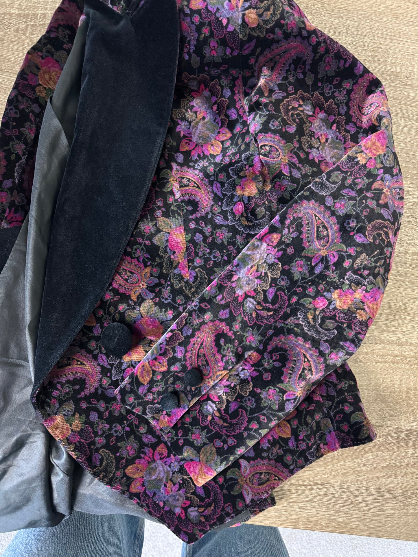 Sacou vintage superb din catifea de bumbac cu print ( M/L)