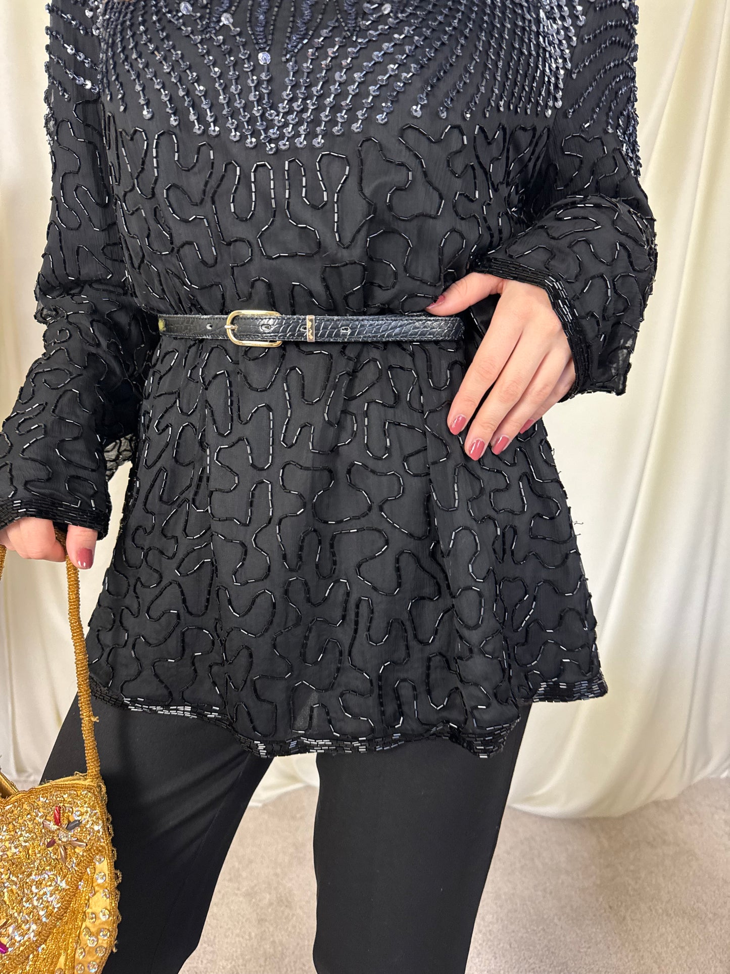 Piesa vintage superbă din 100% mătase, mărimea L