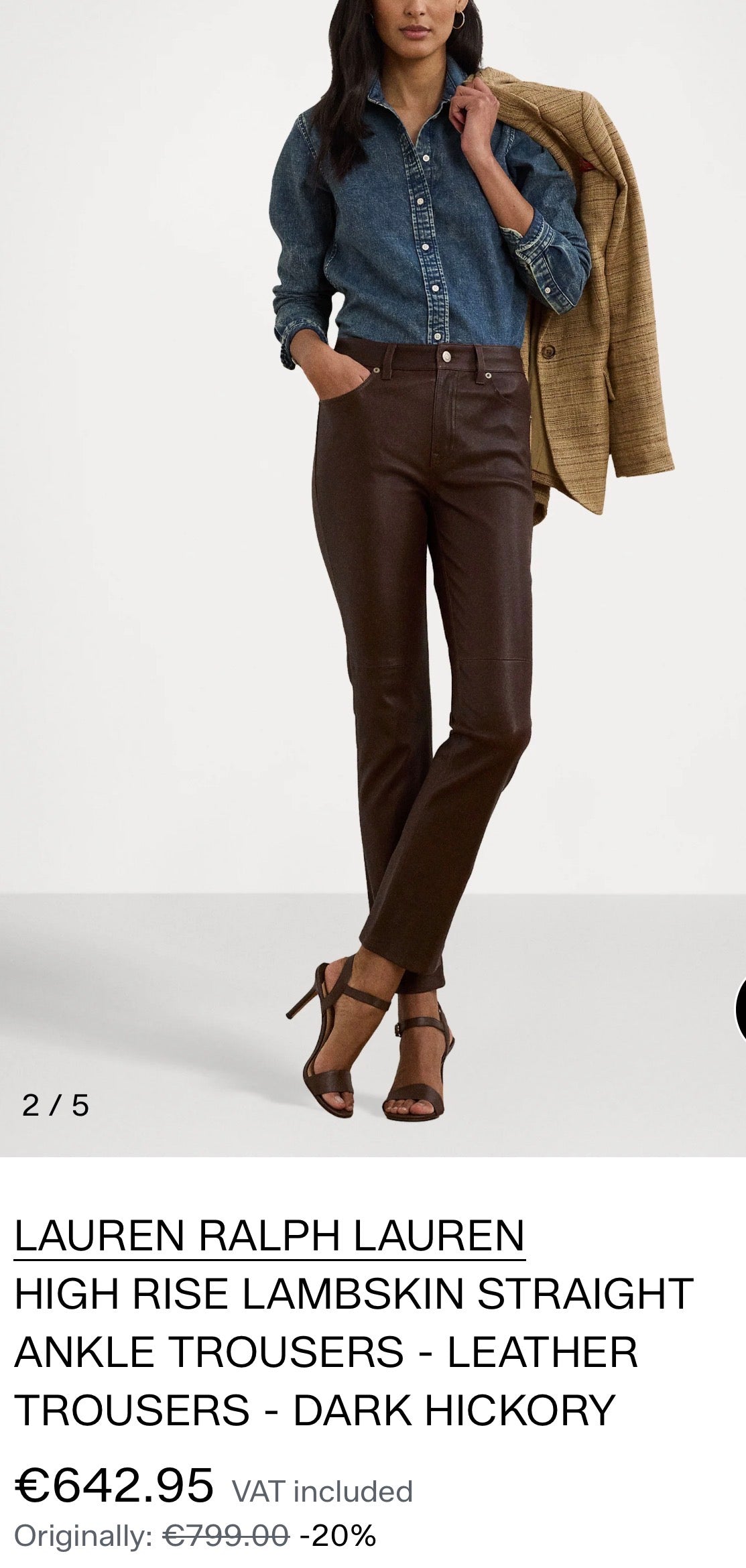 Pantalon premium RALPH LAUREN din 100% piele naturala cu talie înaltă ( mărimea M)