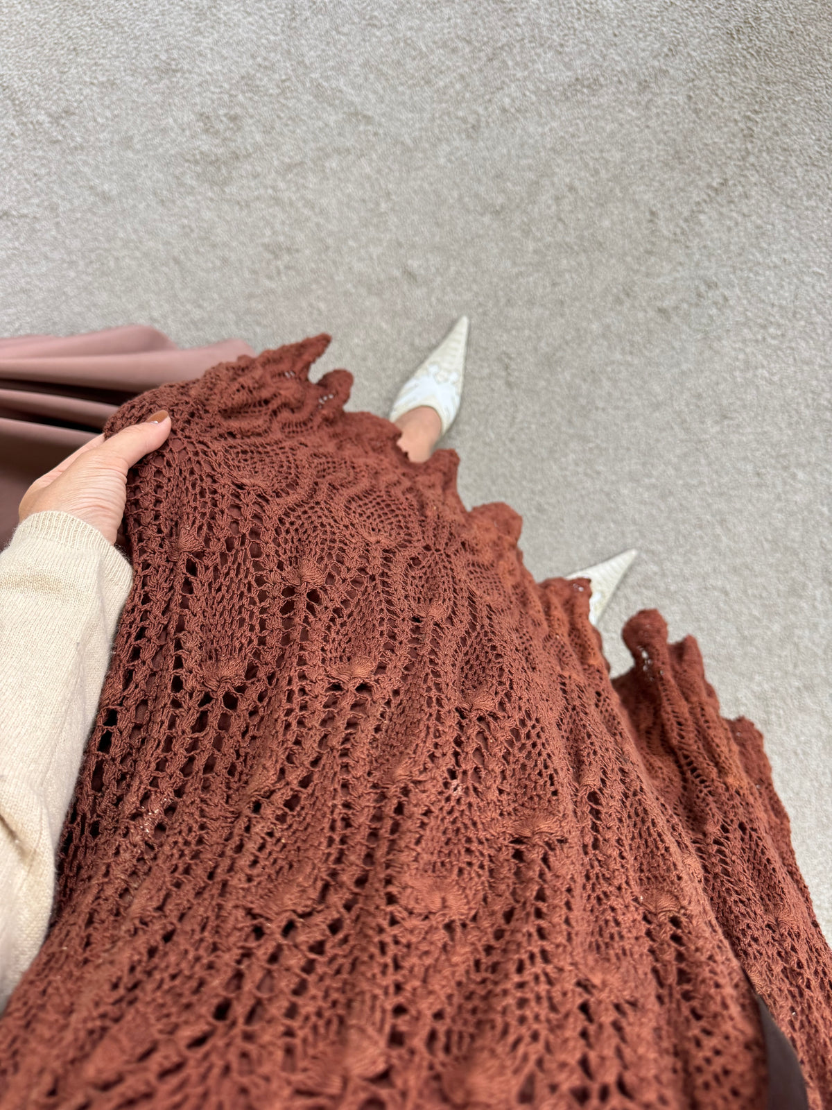 Fustă vintage croșetată din 100% bumbac cu talie ajustabilă ( mărimea M/L- XL)