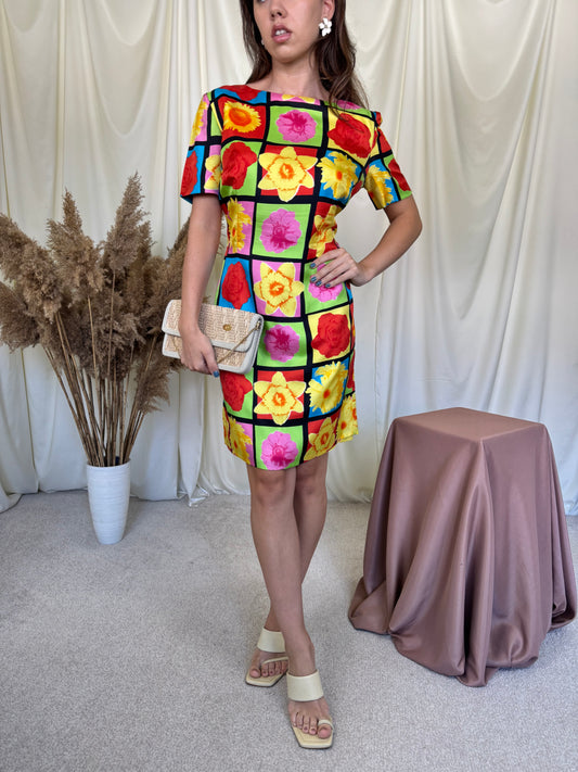 Rochie luxury 90’s Laurel by Escada din 100% matase naturala cu print floral ( marimea 40/ M/L)