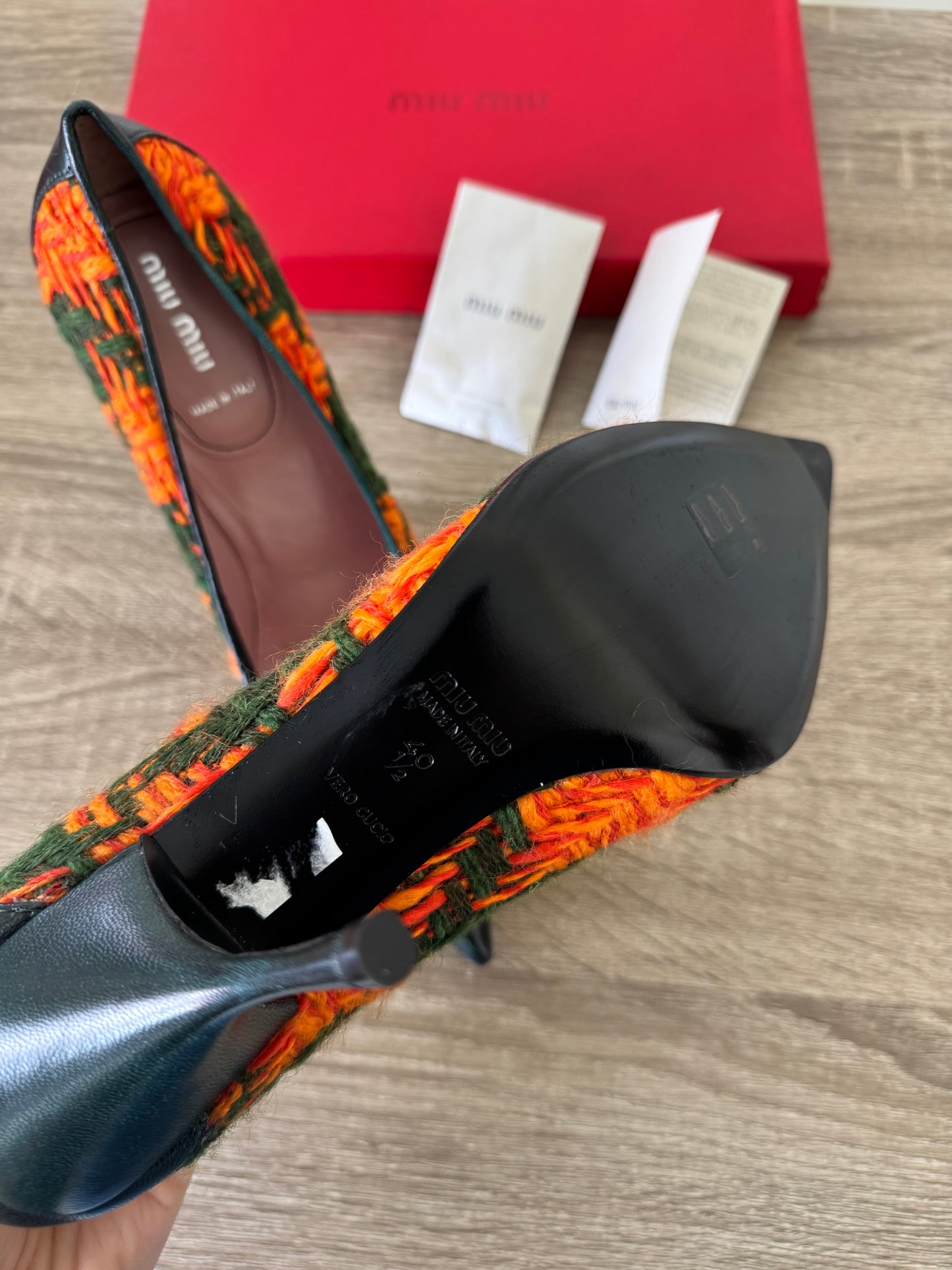 Pantofi MIU MIU din tweed de lână și piele naturală ( mărimea 40.5)