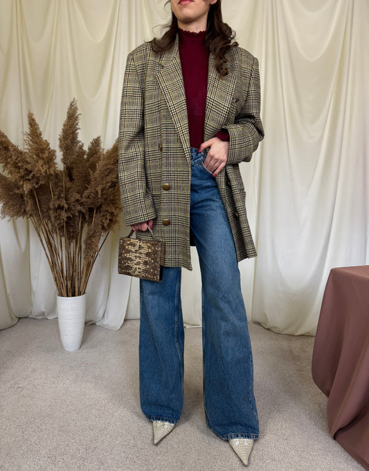 Sacou lung tip palton din stofă moale 100% lână ( XL)