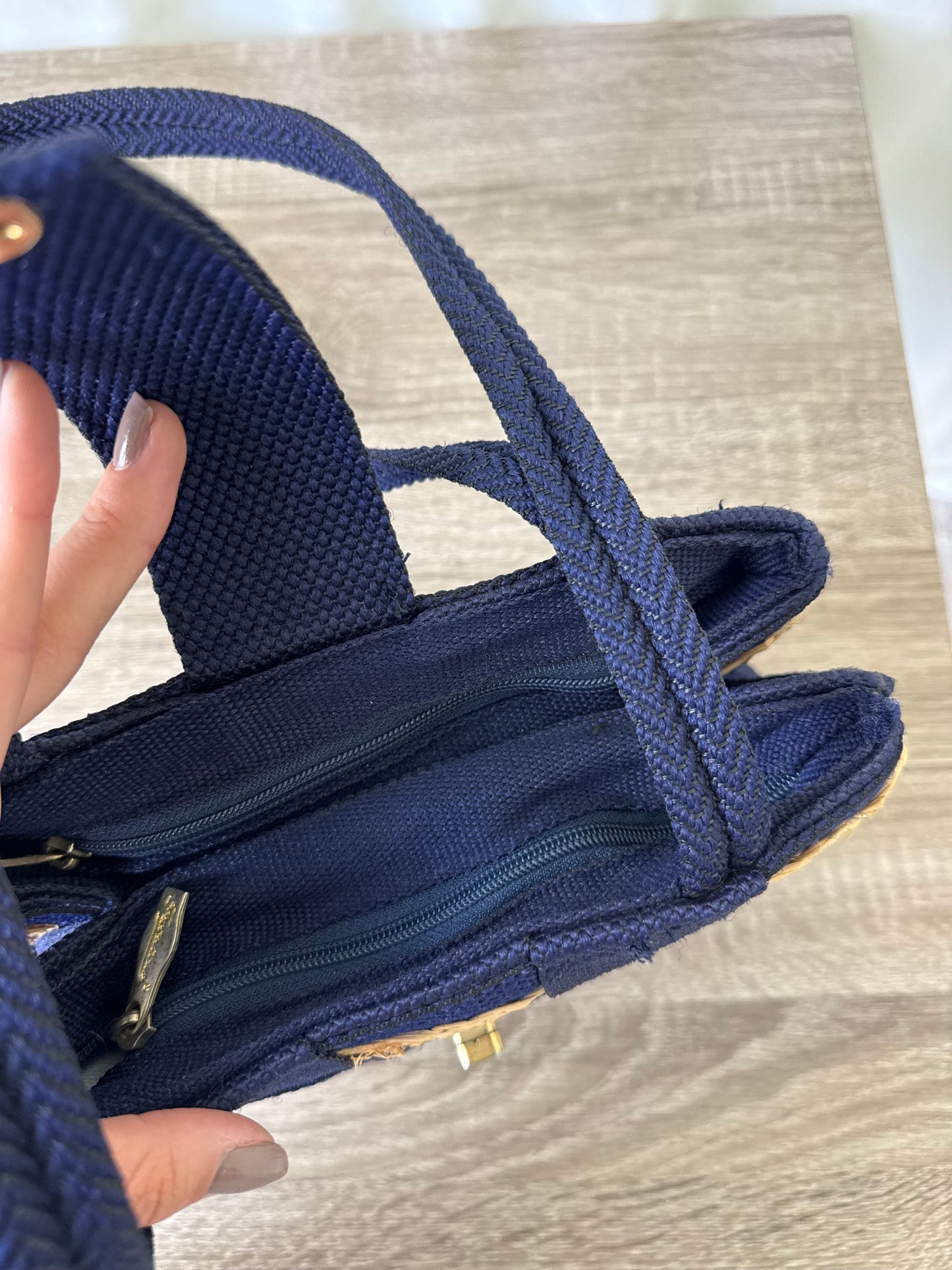 Geantă vintage Made in italy bleu 
(Dimensiunile : 31/20cm)