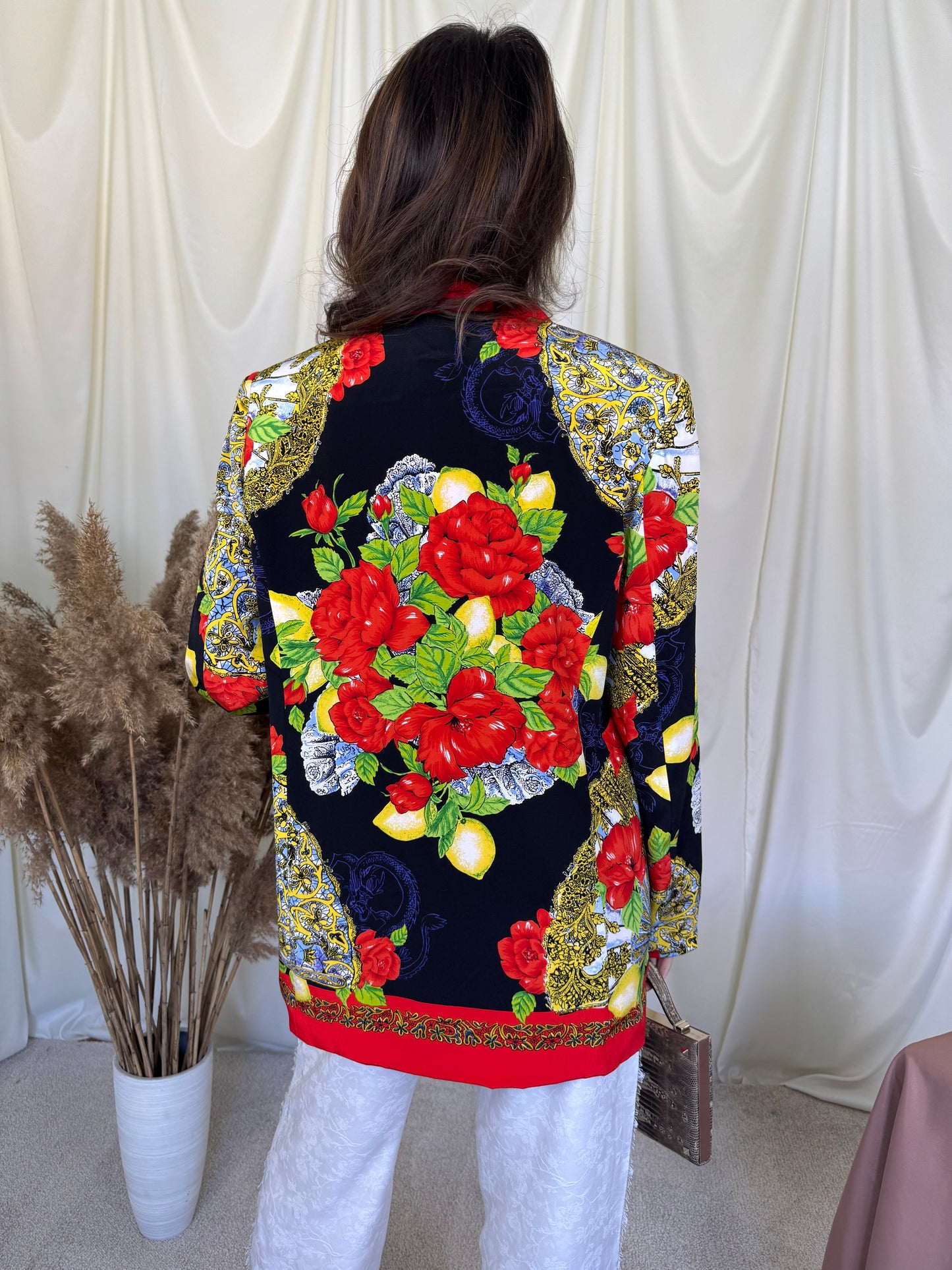 Sacou ELEGANCE PARIS din 100% mătase naturala cu print( Mărimea L)