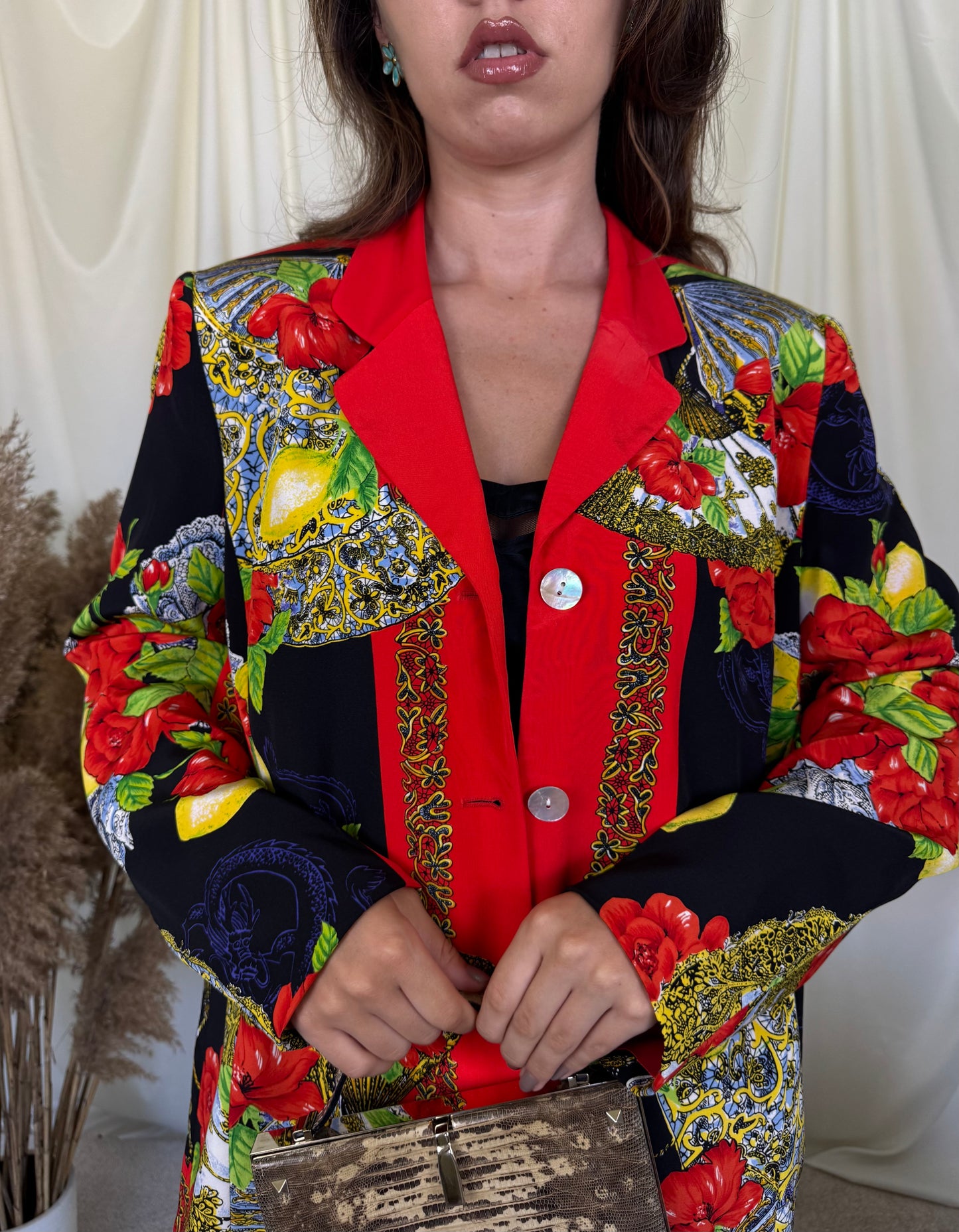 Sacou ELEGANCE PARIS din 100% mătase naturala cu print( Mărimea L)