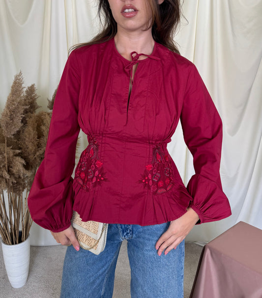 Cămașă premium Max mara SPORTMAX din 100% bumbac cu broderie superbă și talie cambrata ( mărimea S/M)