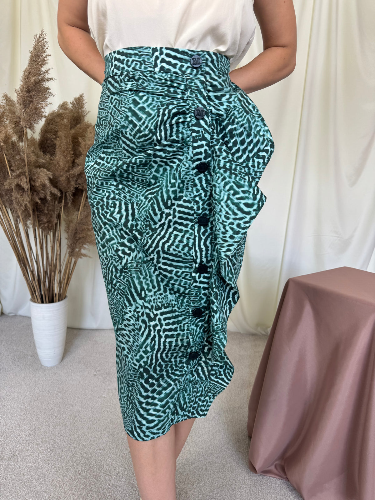 Fusta luxury MAX MARA din bumbac cu print, talie înaltă marcata  ( mărimea S) 70-72 cm talie