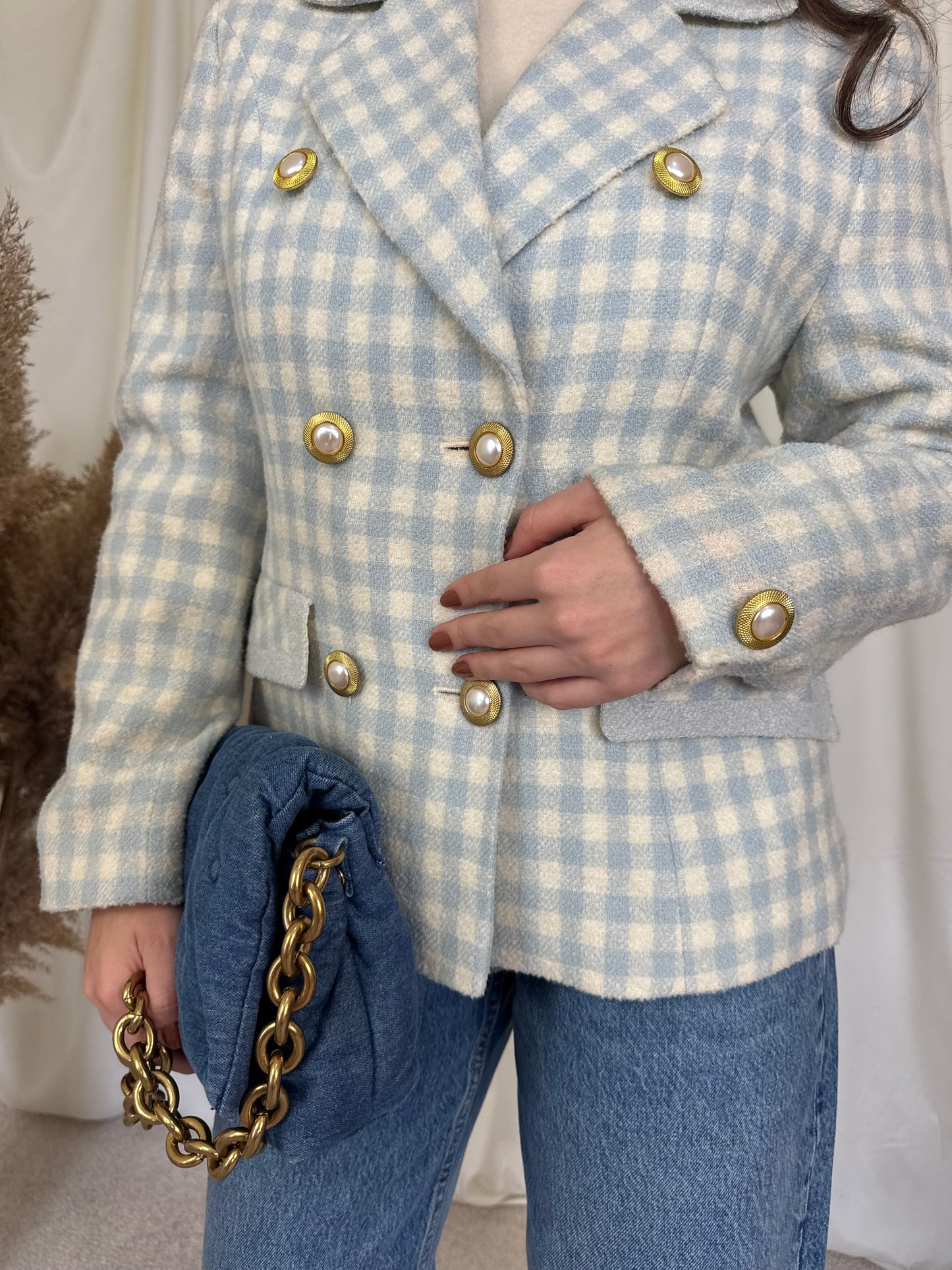 Piesa vintage superbă din stofă de lână( mărimea M)