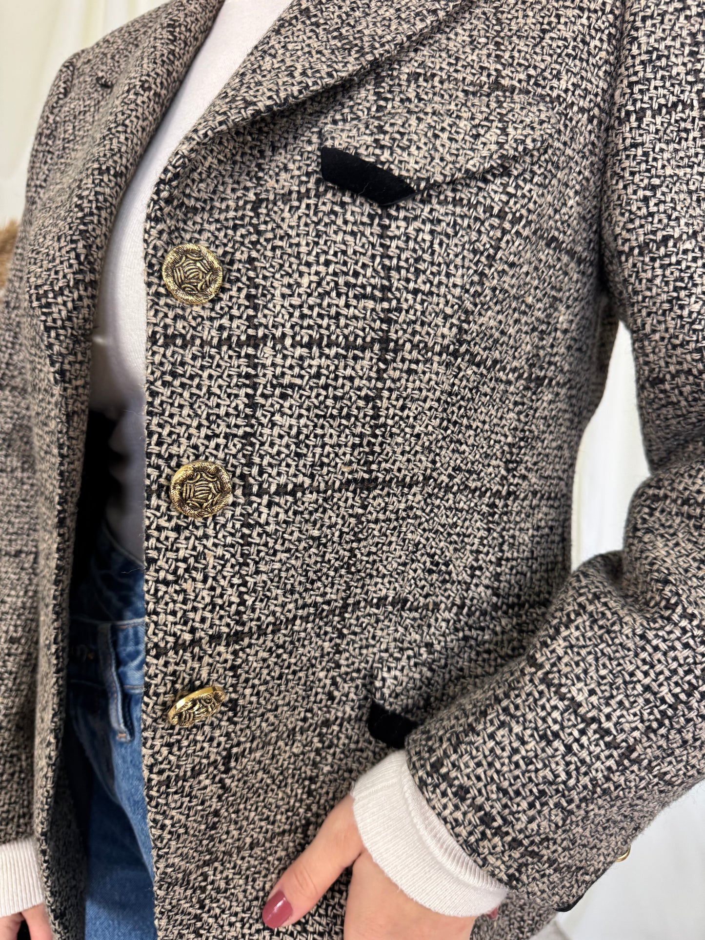 Sacou vintage din lana și mătase( mărimea S-M)