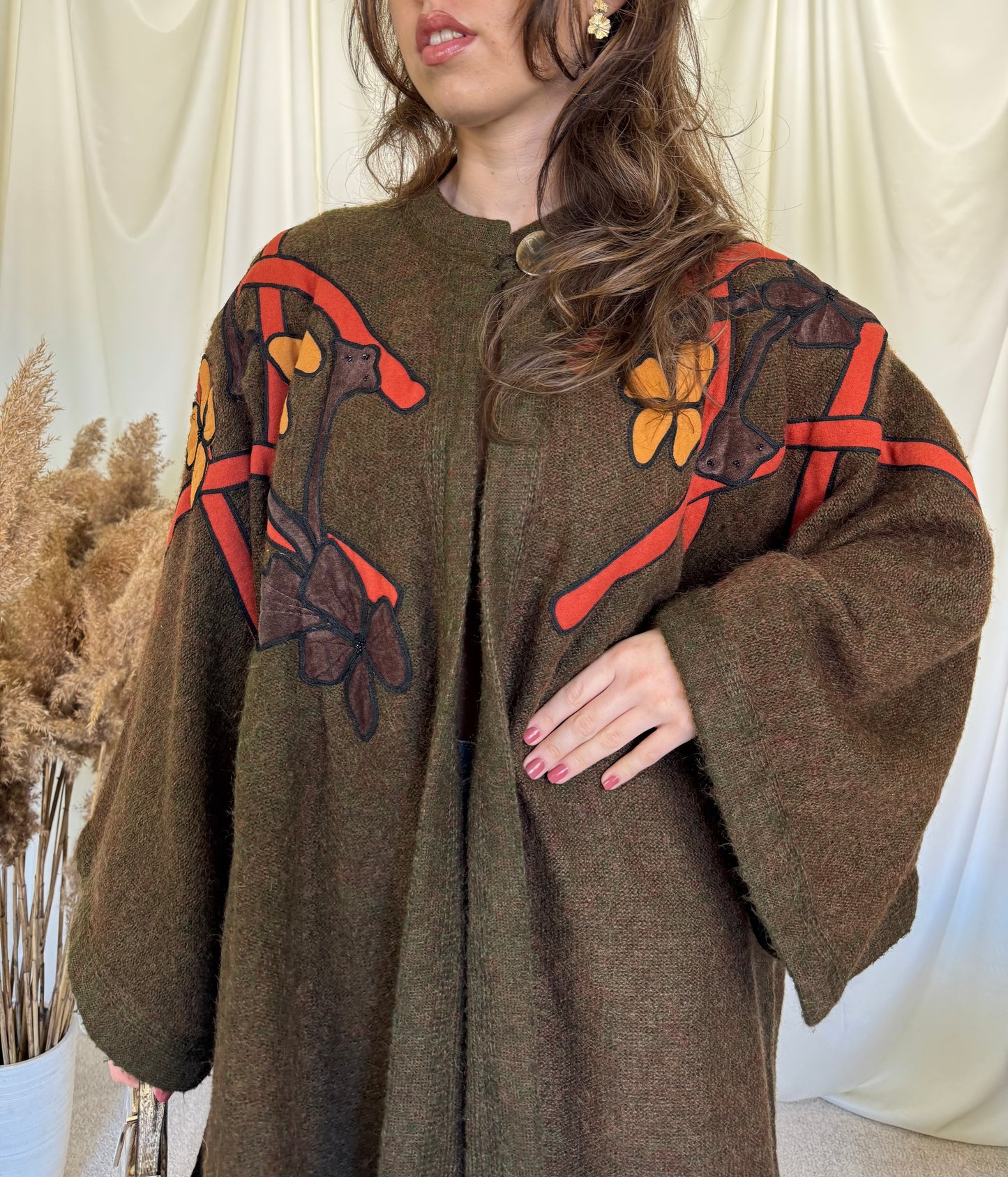 Poncho vintage realizat manual, marime universală (recomand M-XL)