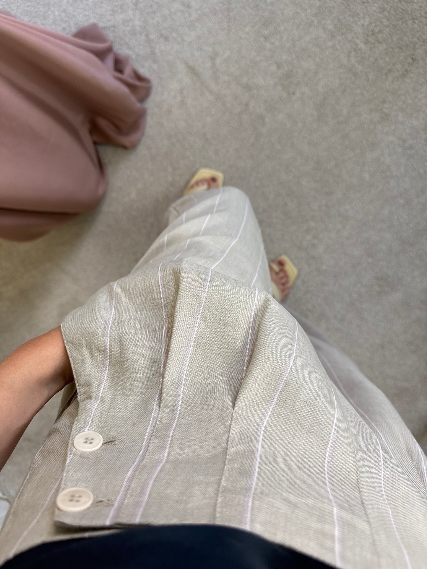 Pantalon din in și lână subțire (Mărimea M)