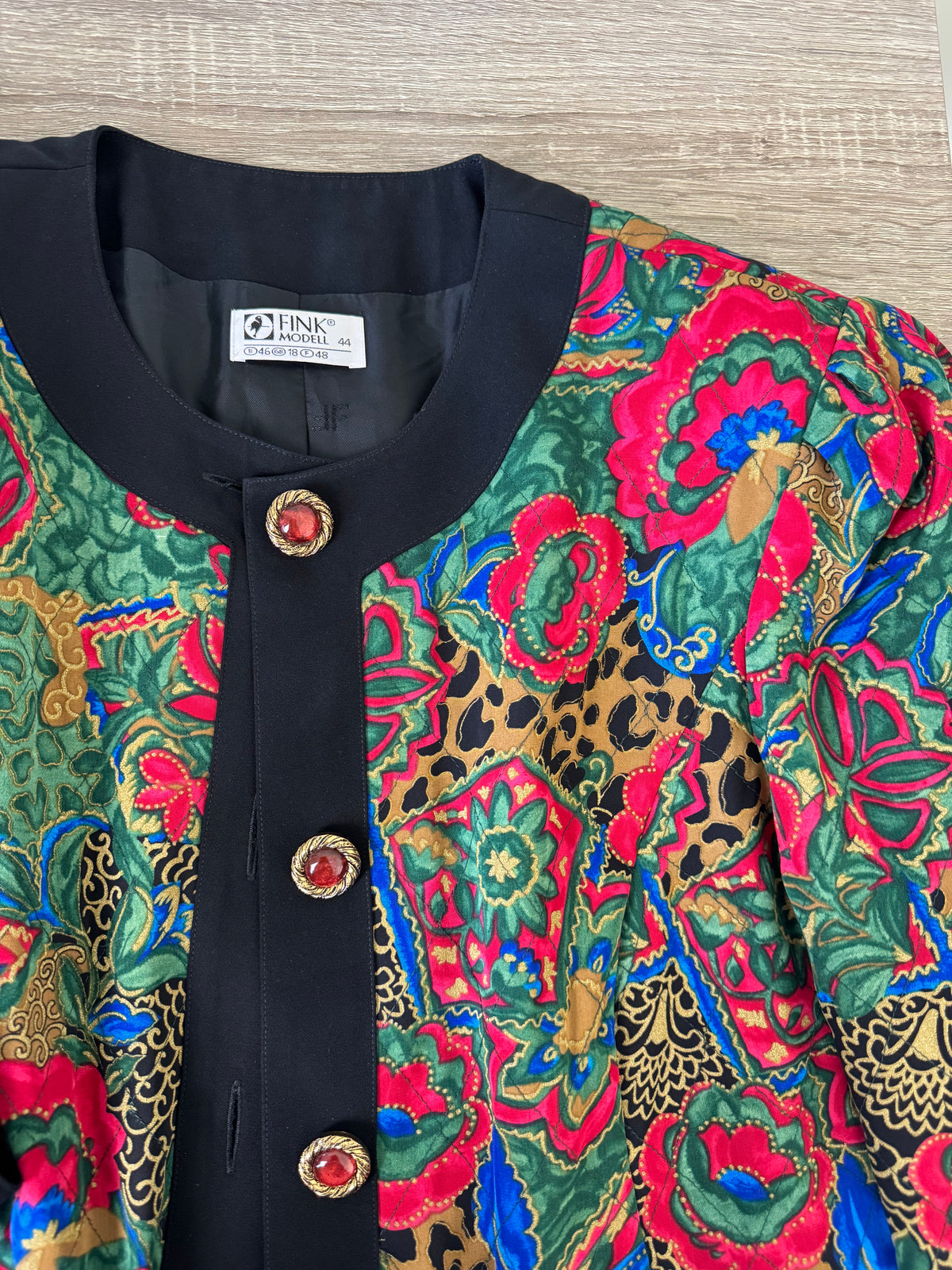 Jacheta vintage cu print superb și nasturi tip bijuterie ( mărimea L/XL)