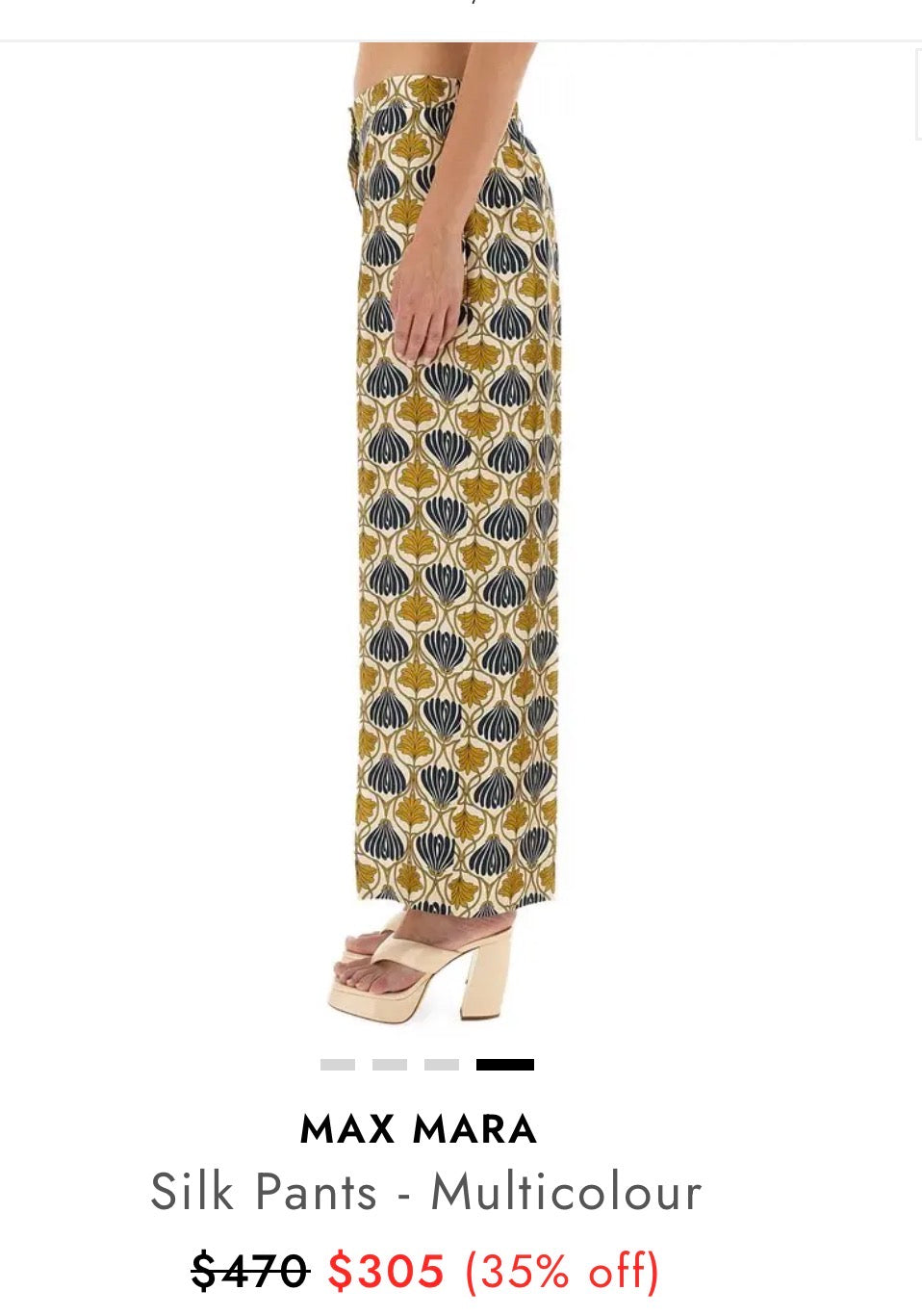 Pantaloni NOI Max Mara din 100% mătase naturală cu print și cordon pentru ajustare( mărimea M)