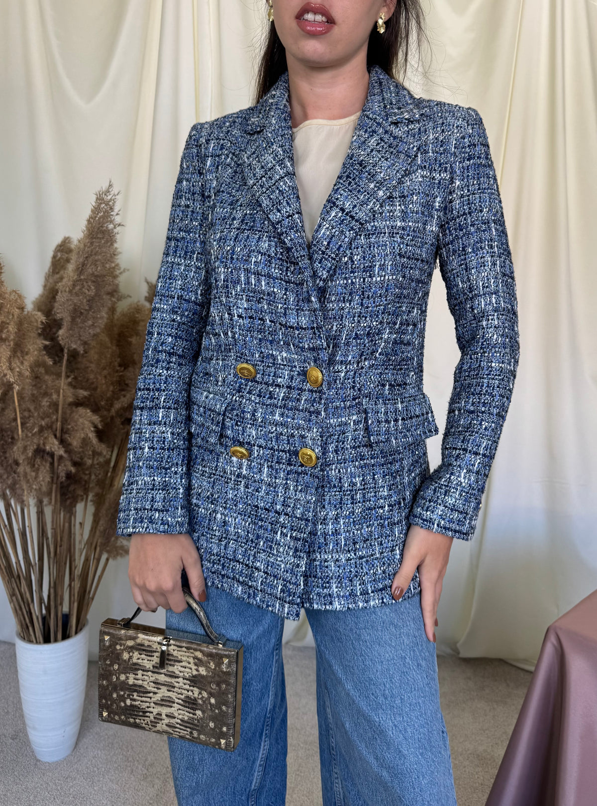 Sacou premium Luisa Spagnoli din tweed cu nasturi tip bijuterie ( mărimea S)