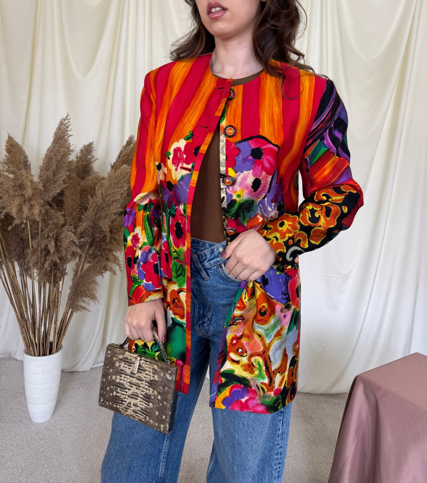 Sacou- pardesiu spectaculos din lână și mătase naturală, piesa de colecție( mărimea M)