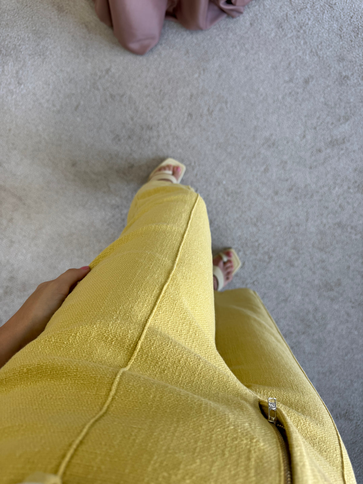 Pantalon Sezane cu talie înaltă din bumbac și in ( mărimea S)