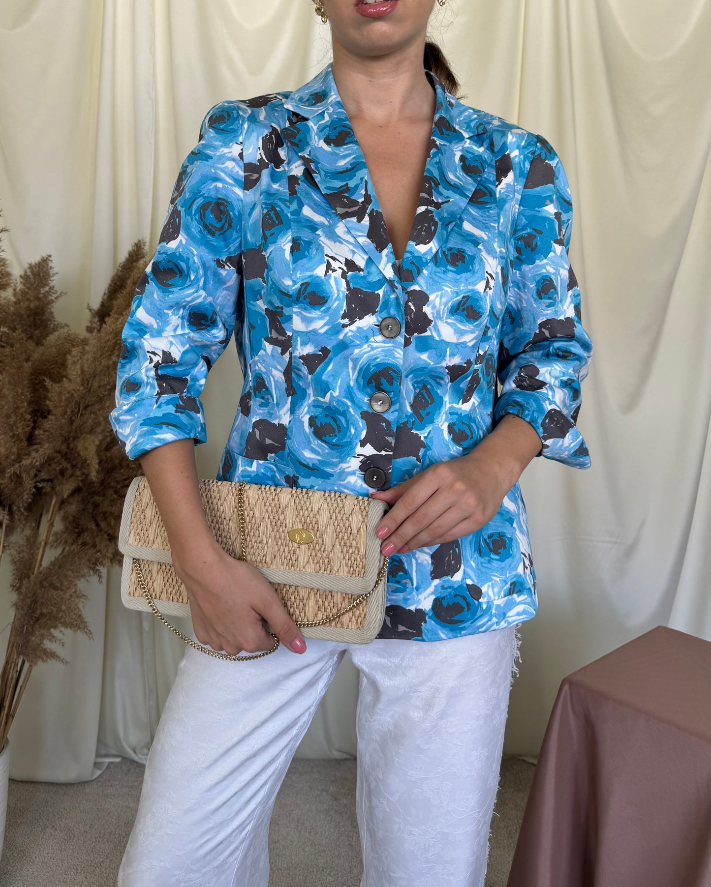 Sacou de vară LAUREL din 97 % bumbac cu print floral și mâneci 3/4 ( mărimea L)