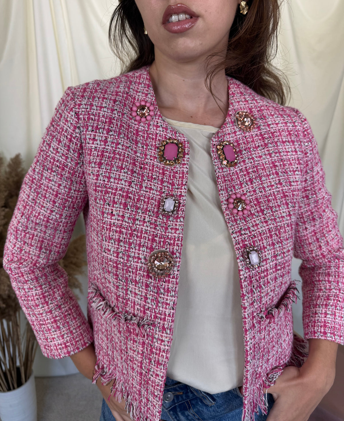 Sacou tip tweed pinko cu accesorii tip bijuterie ( mărimea S)