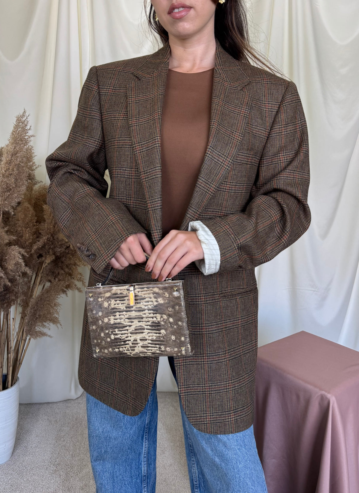 Sacou luxury BURBERRY din stofă premium 100% lână cu print carouri ( mărimea L/XL)