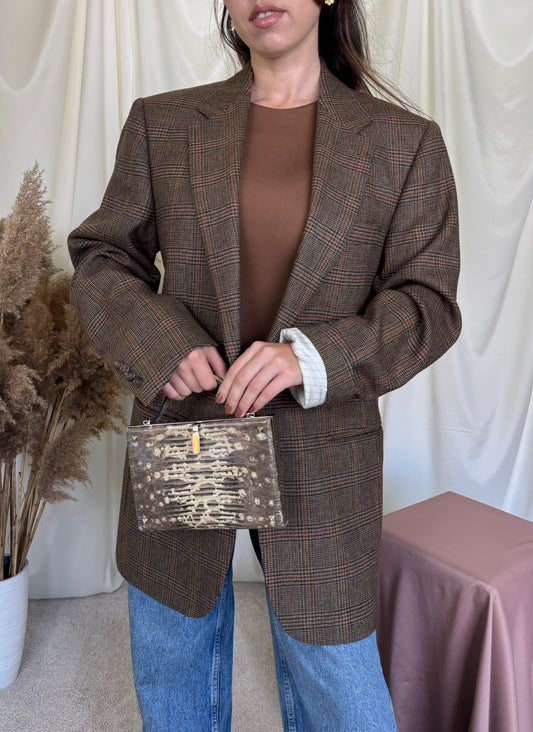 Sacou luxury BURBERRY din stofă premium 100% lână cu print carouri ( mărimea L/XL)
