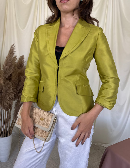 Sacou din mătase naturală cu mâneci 3/4, talie cambrata - H&M 
(Mărimea XS)