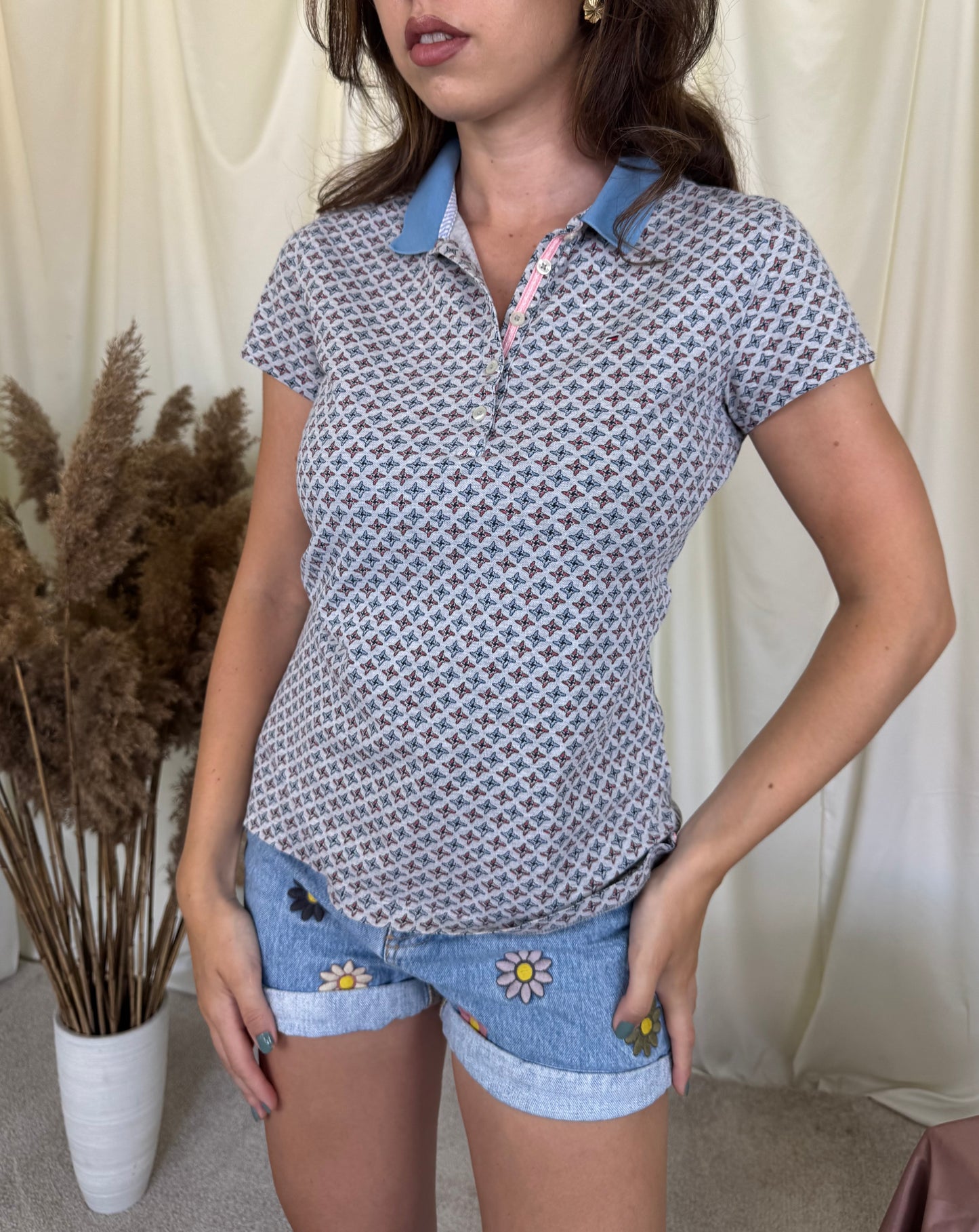 Tricou Tommy Hilfiger din bumbac cu print albastru 
(Mărimea xs/s)