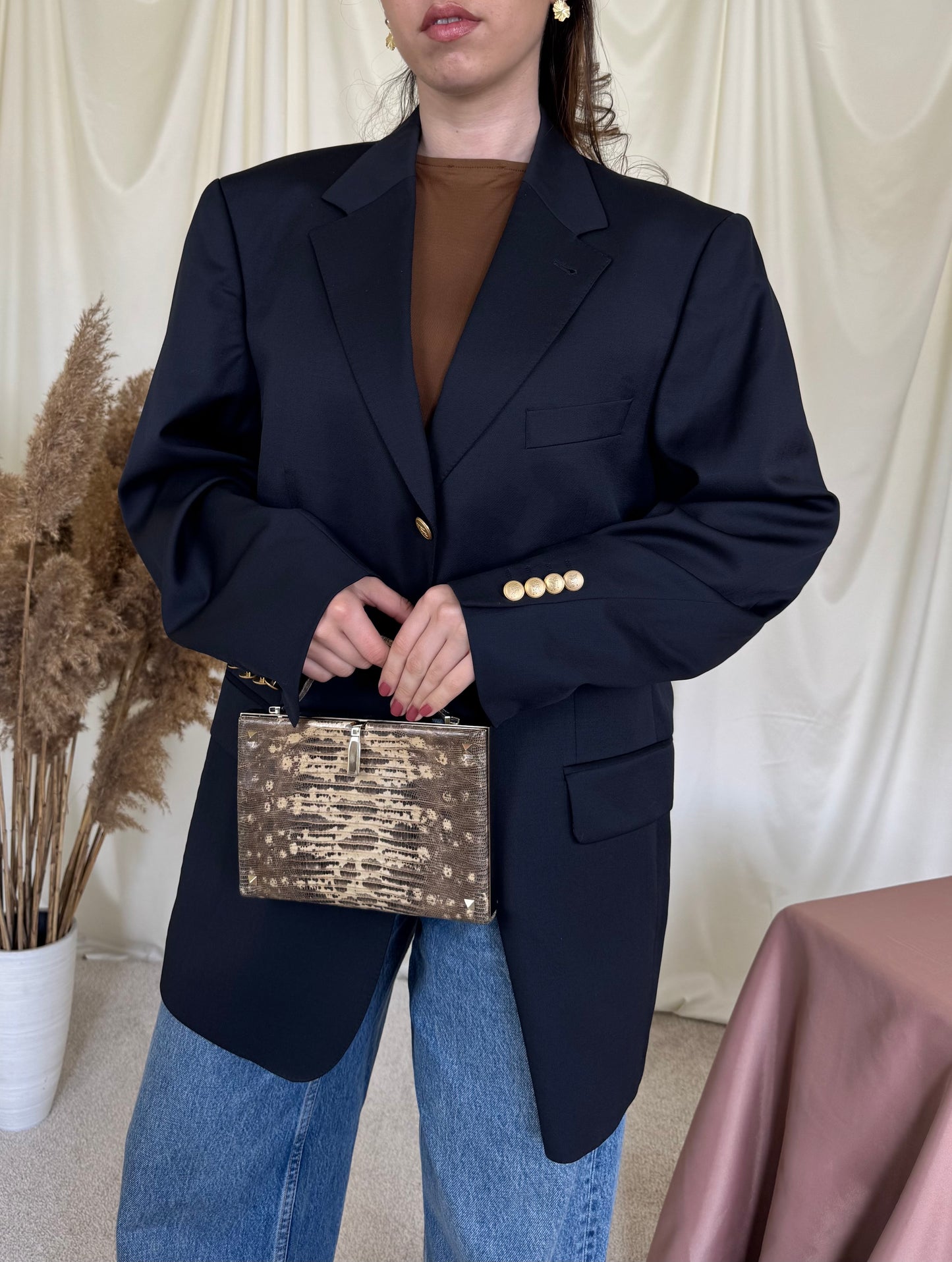 Sacou BURBERRY cu nasturi metalici inscripționați in fit oversized 
(Mărimea L/XL)
