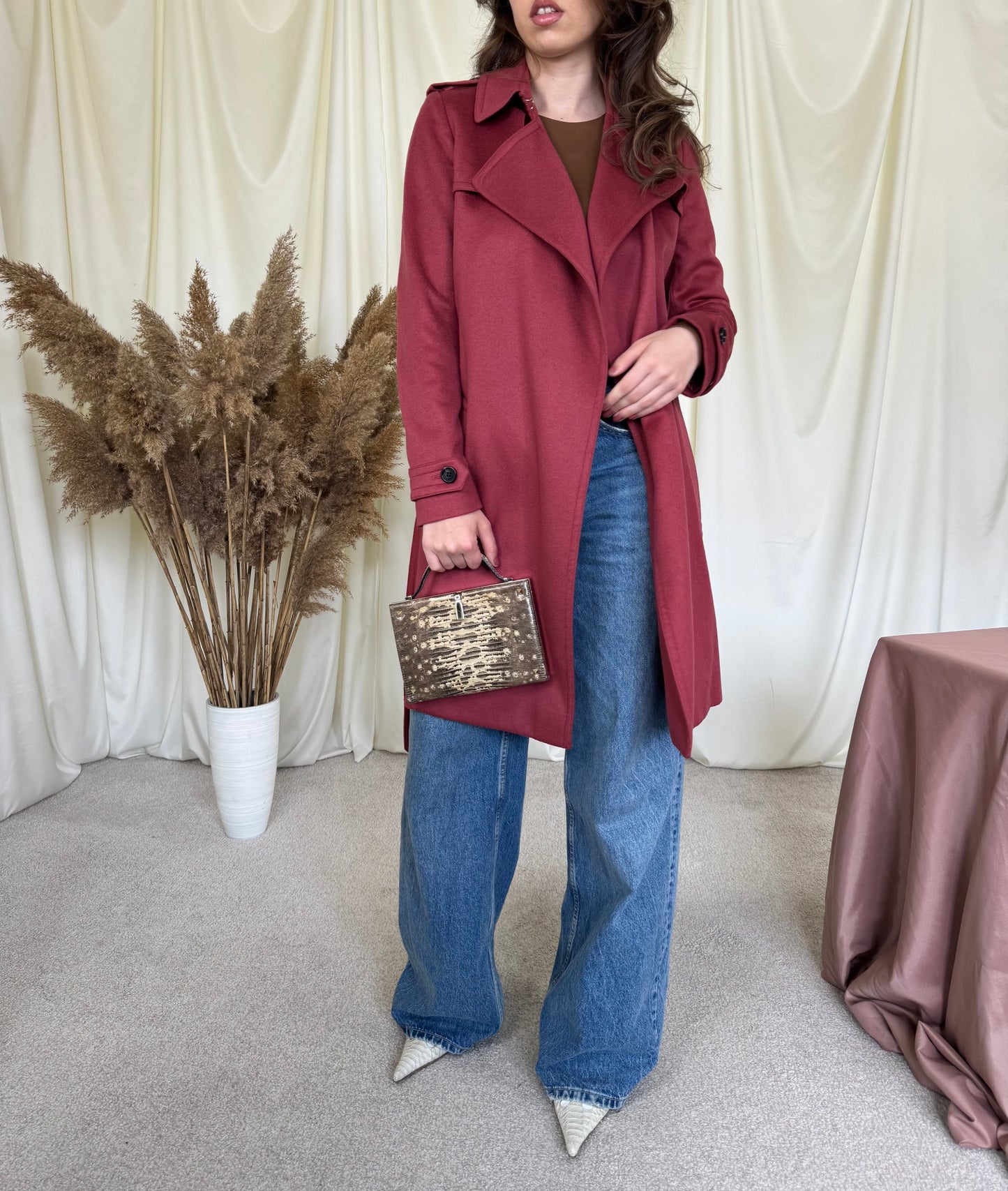 Trench BURBERRY din 100% cașmir cu cordon în talie( mărimea XS)