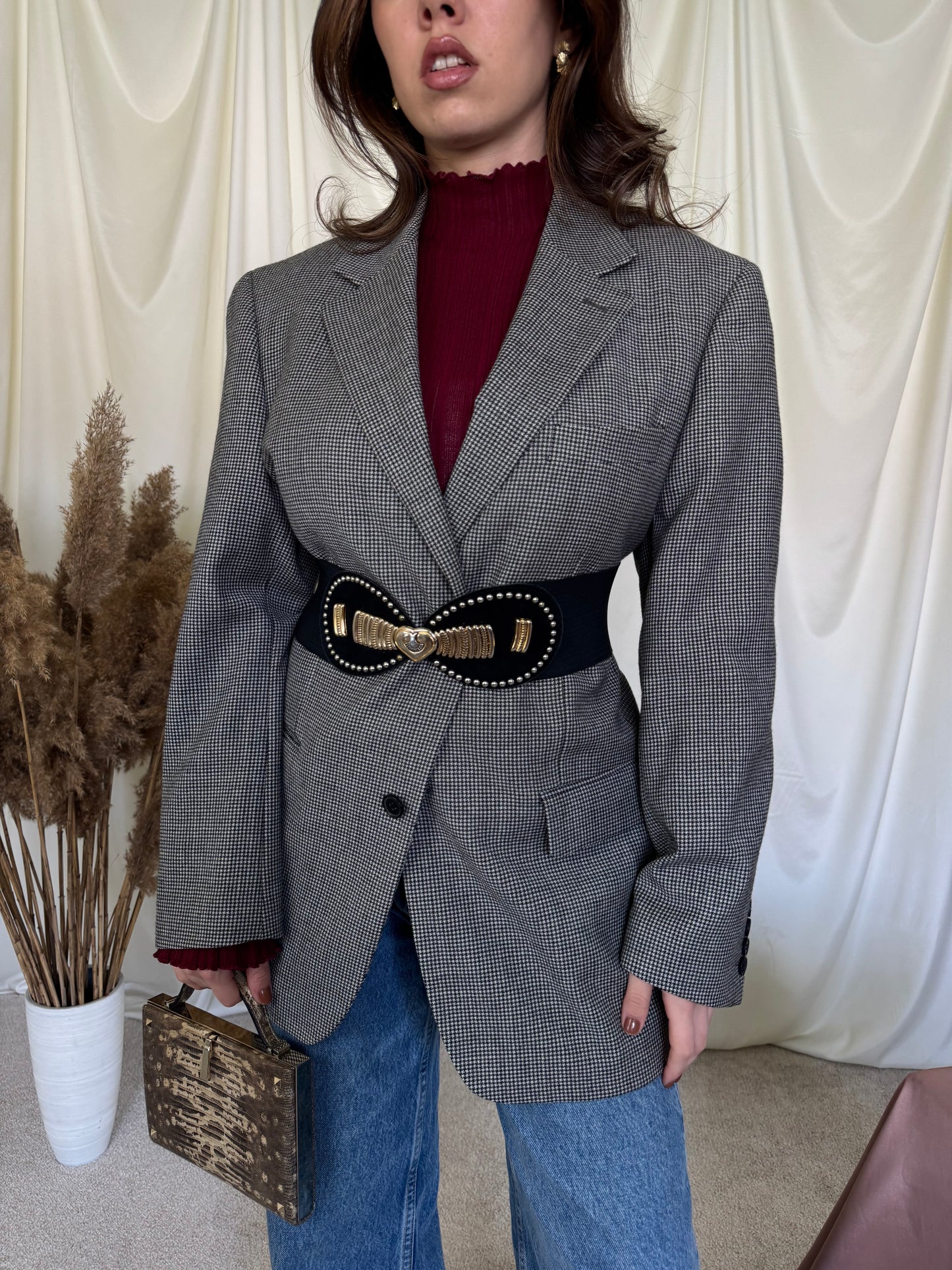 Sacou vintage în fit oversized din 100% lana( L)