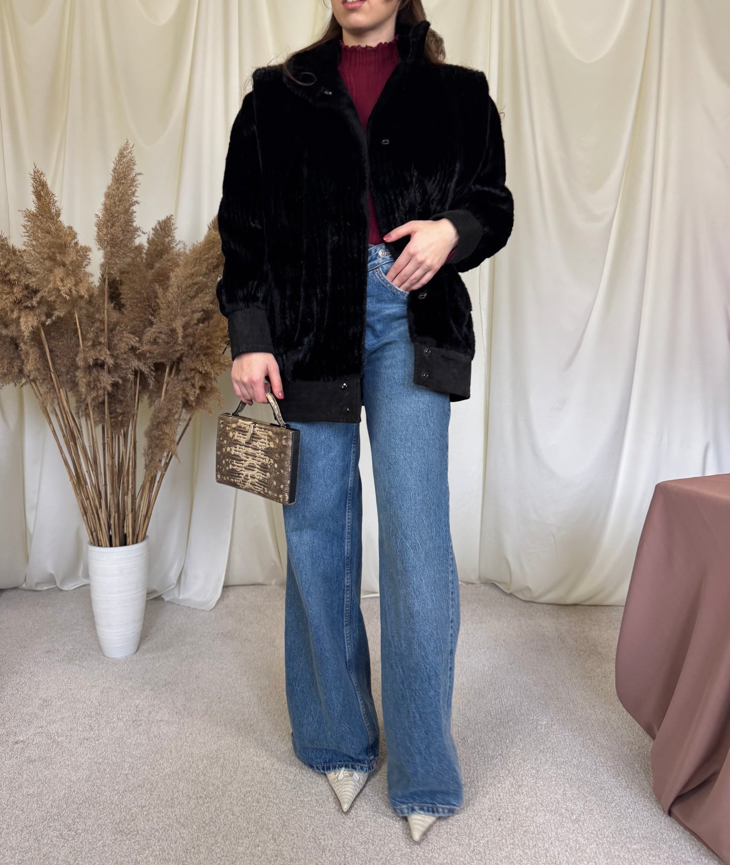 Palton vintage din blană eco, (mărimea M/L)