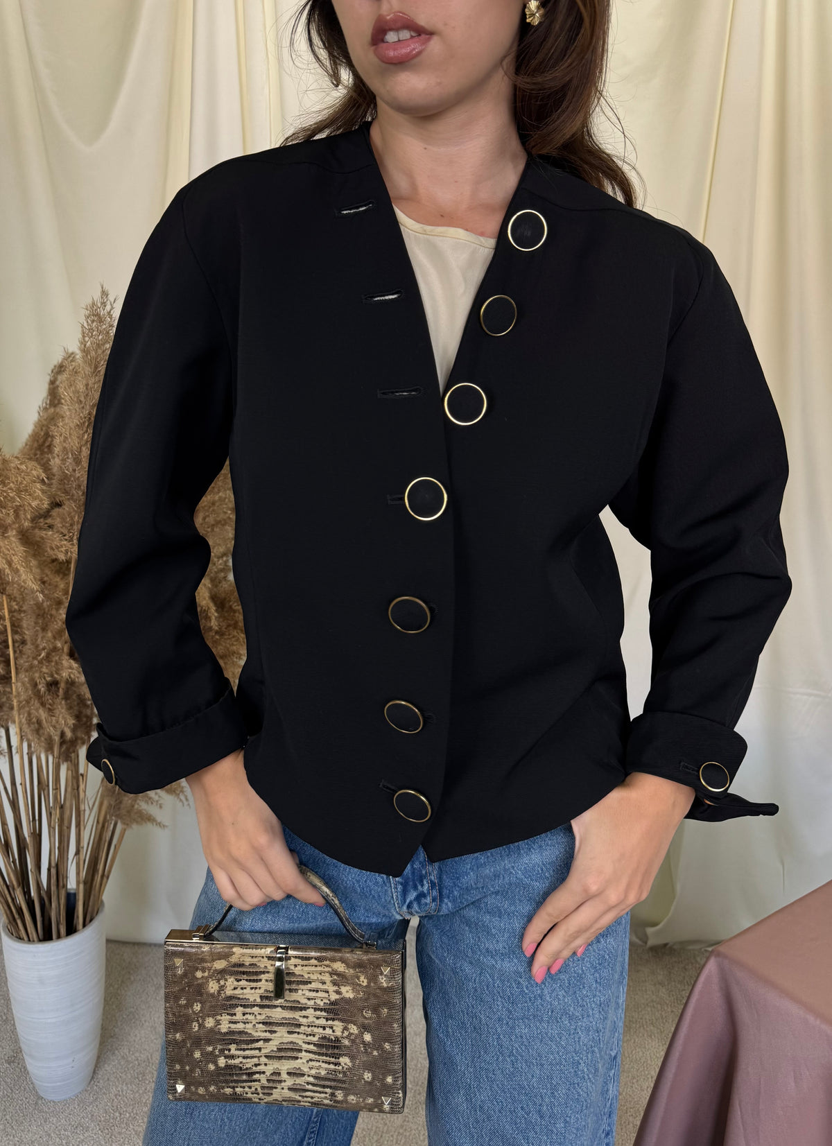 Jacheta vintage luxury YVES SAINT LAURENT cu nasturi superbi și croi aparte, piesa de colecție ( mărimea M)
