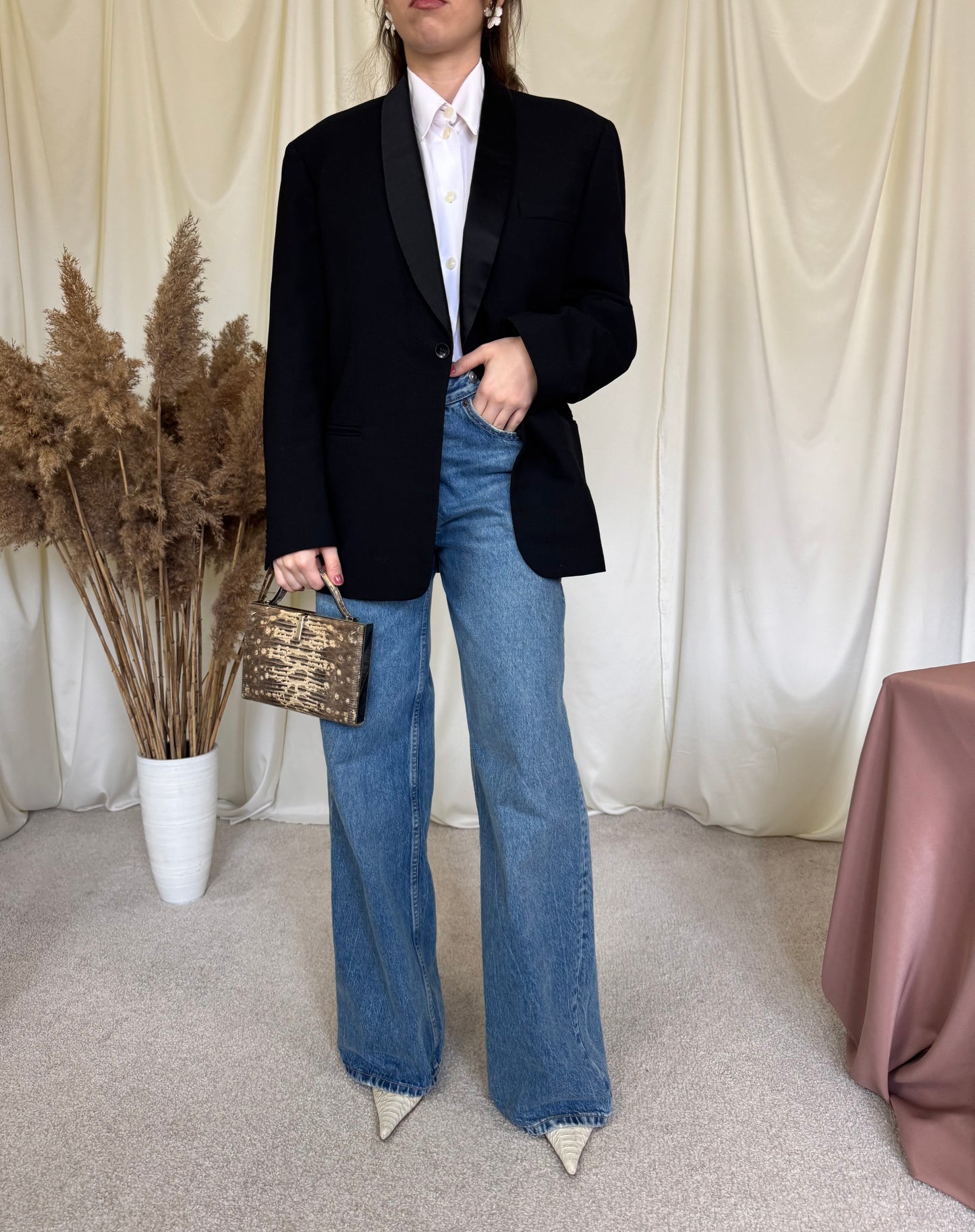 Sacou vintage din stofă mai groasă- cu structură,  100% lână, (mărimea M/L)