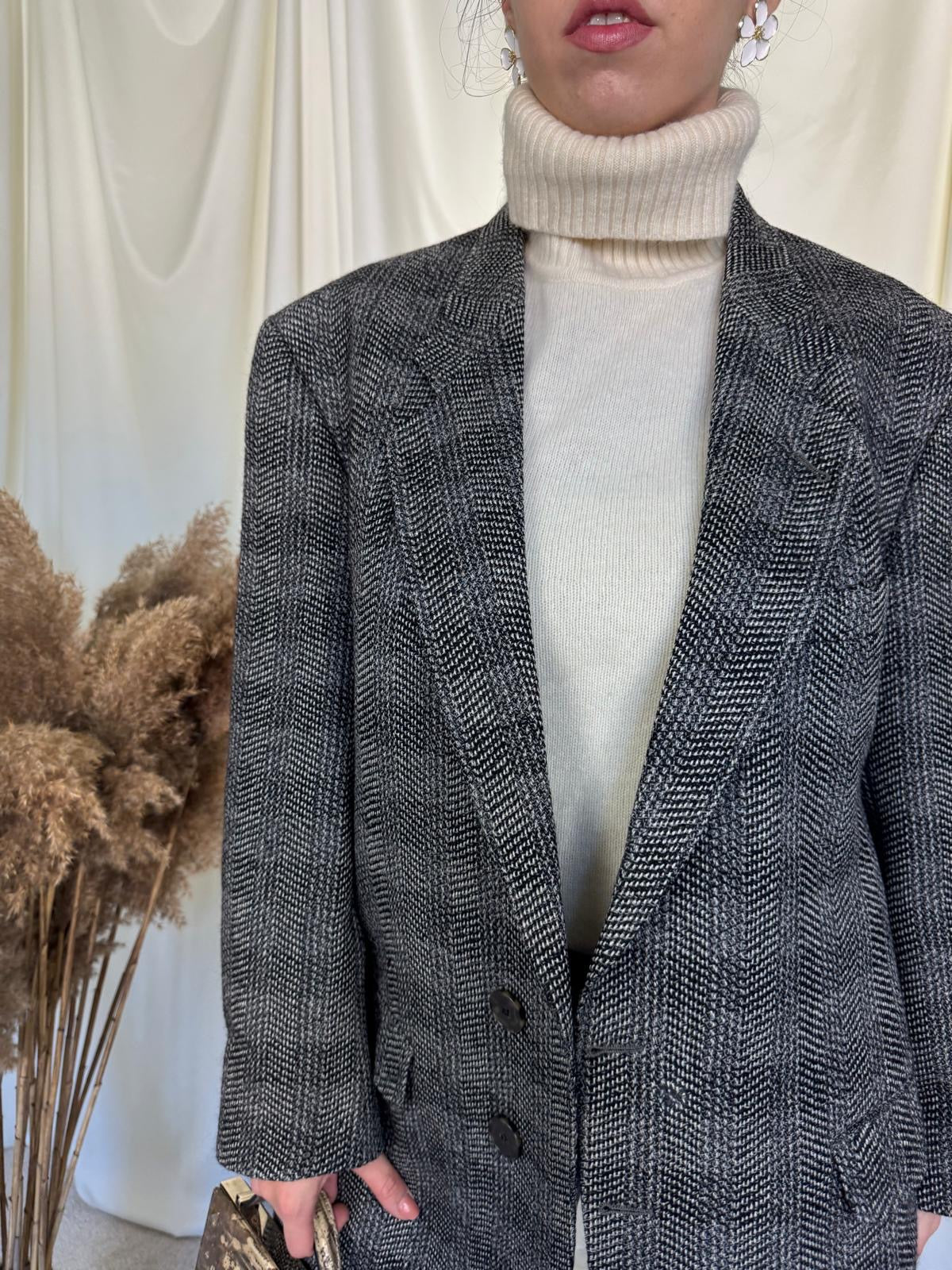 Sacou vintage YSL din stofă de lână groasă (mărimea L)