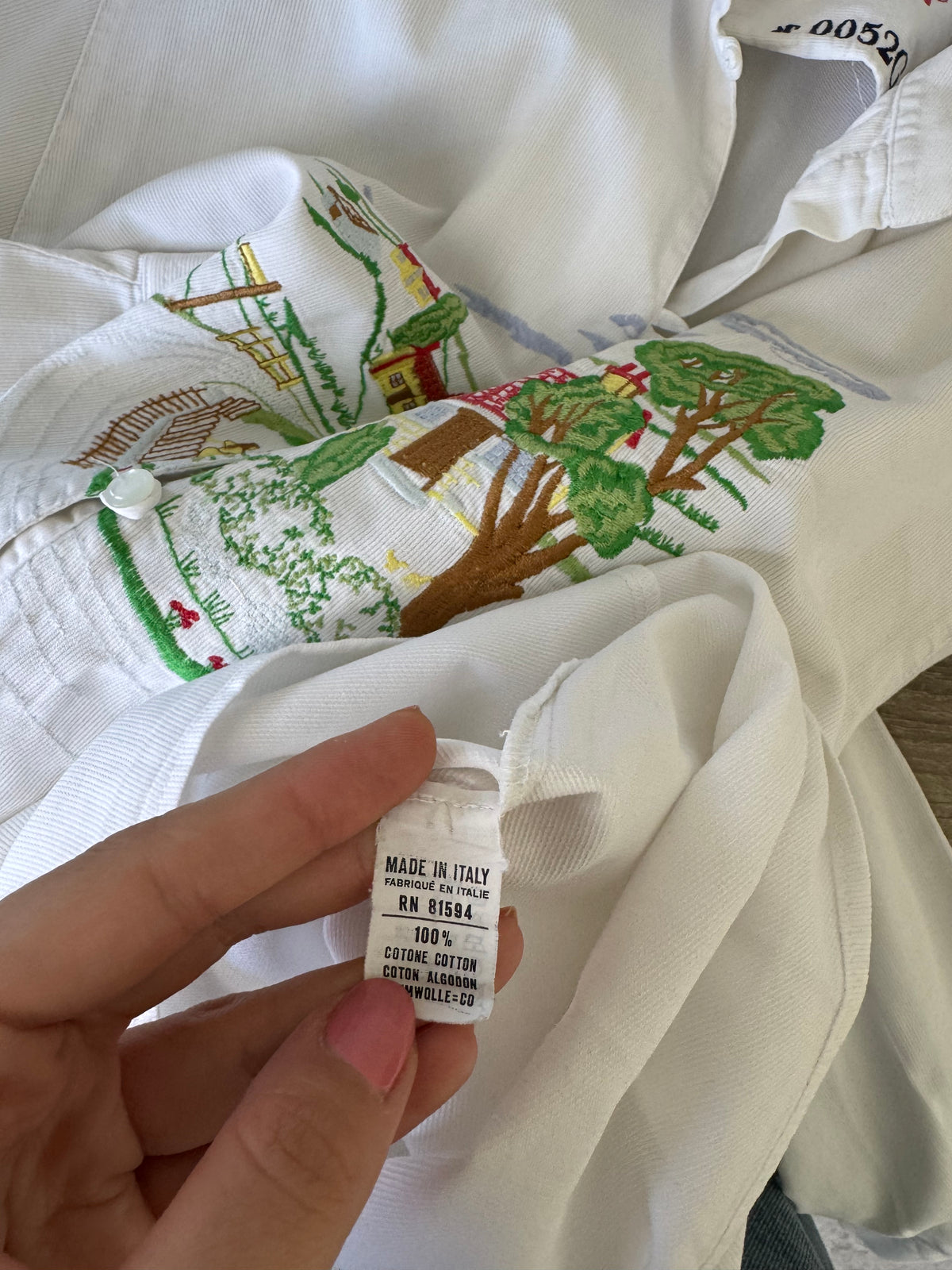 Cămașă din bumbac cu broderie peisaj, produse made in Italy ( mărimea M)