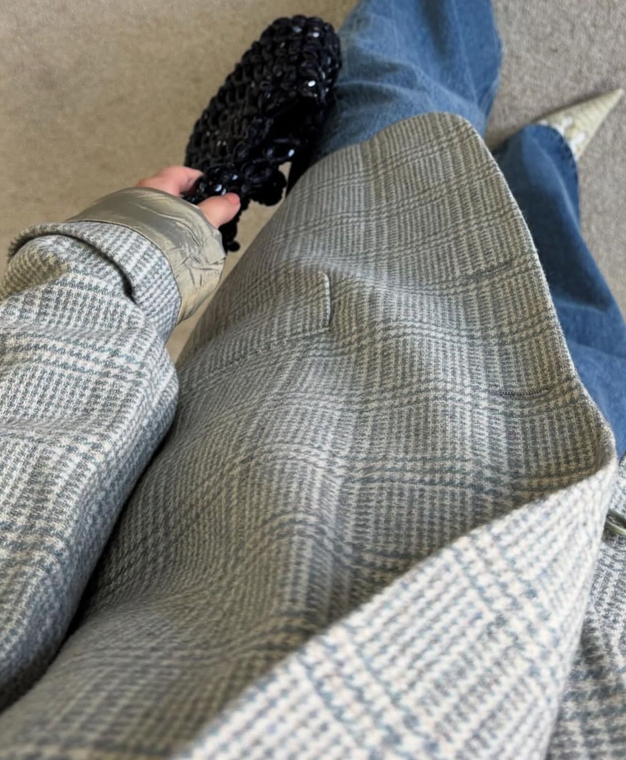 Sacou vintage din lână print superb( mărimea L)