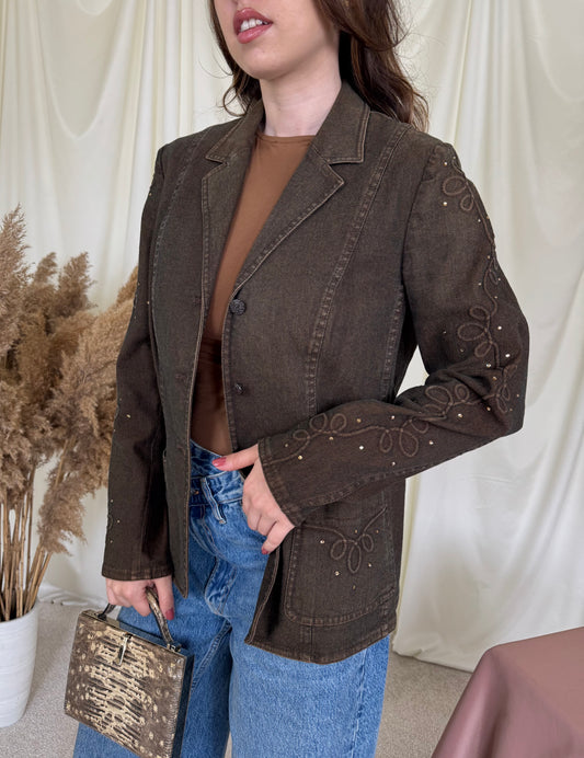 Sacou-jacheta ESCADA denim din bumbac cu aplicații 
(Mărimea M)
